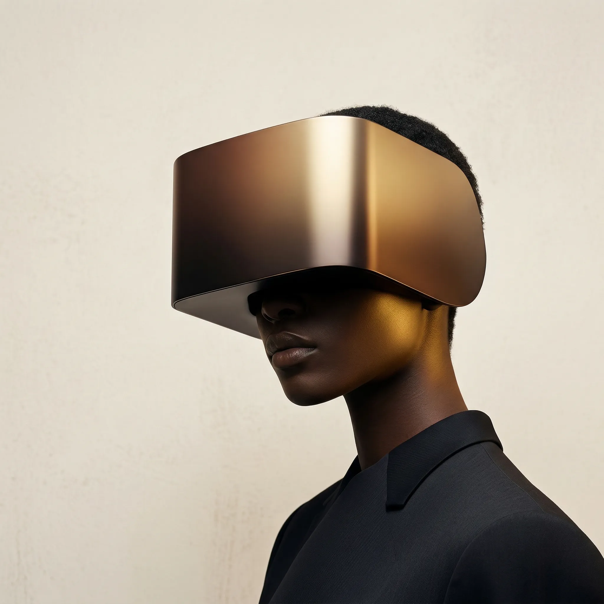 Futuristic Portrait With Gold VR Headset