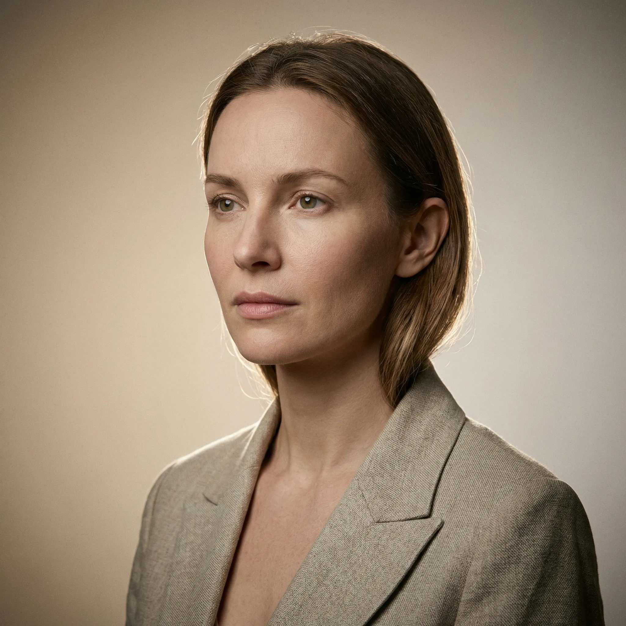 Professional studio portrait of woman in blazer
