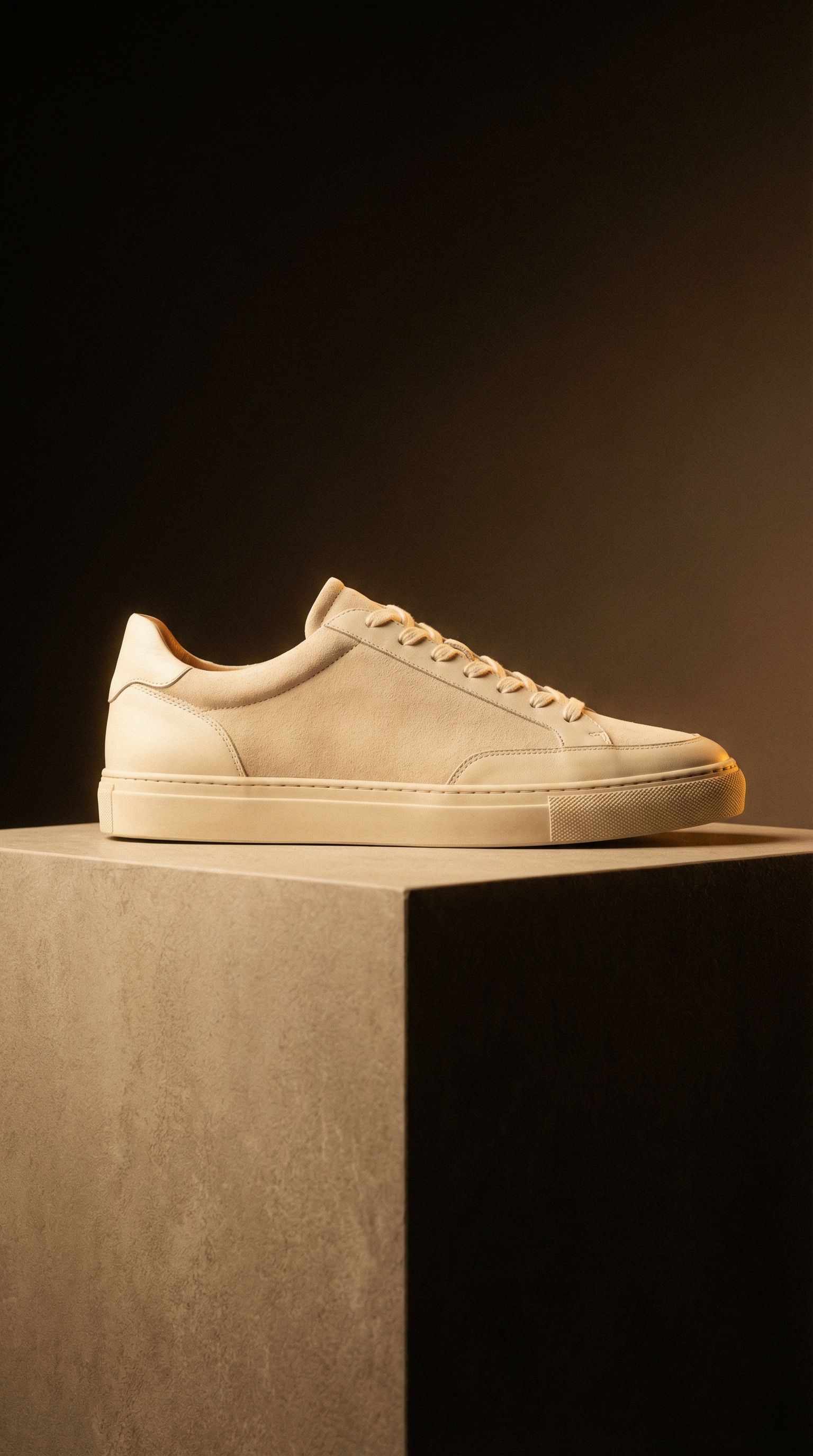 Minimalist beige sneaker product shot