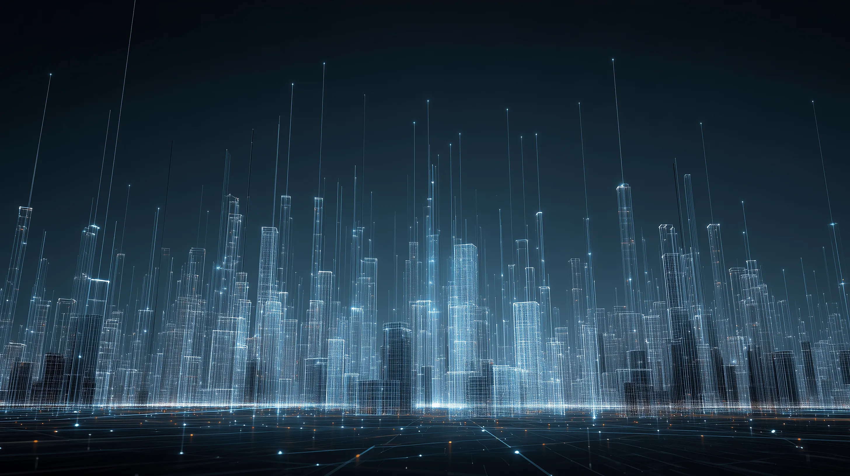Futuristic Digital Cityscape Network