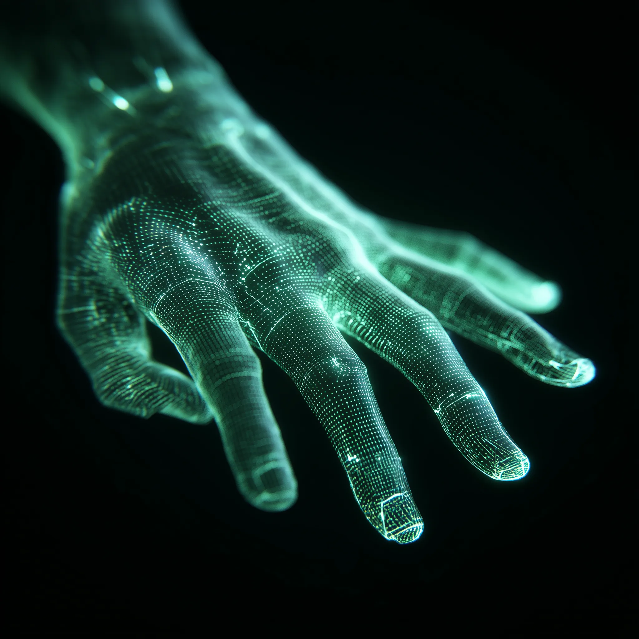 Glowing Wireframe Hand Hologram