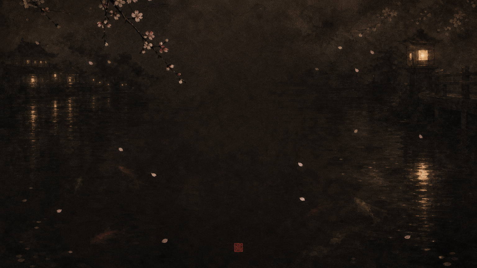 Night memorial lit by red lanterns