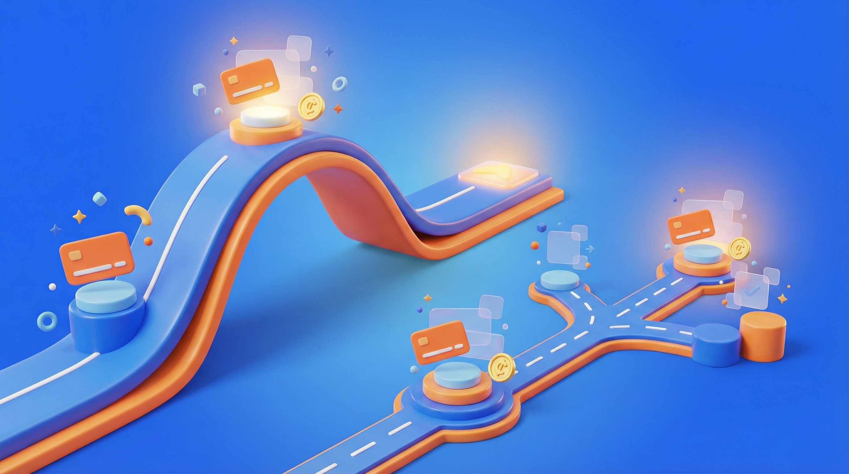 3D digital payment journey illustration