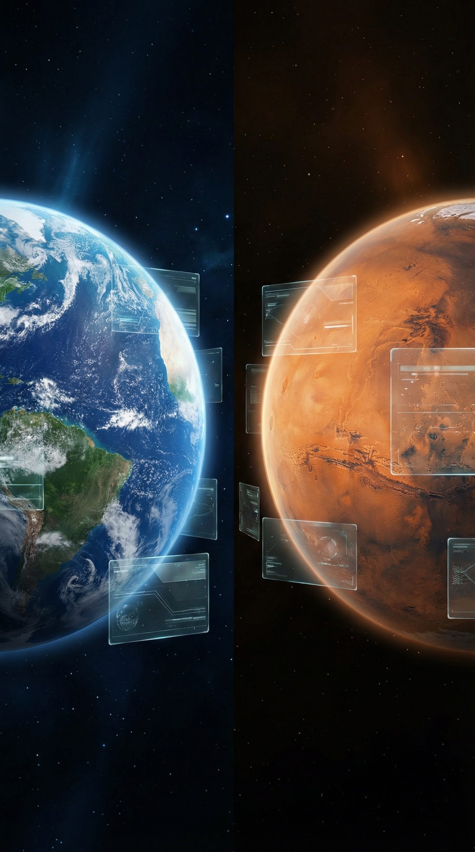 Earth and Mars with Futuristic Data Interfaces
