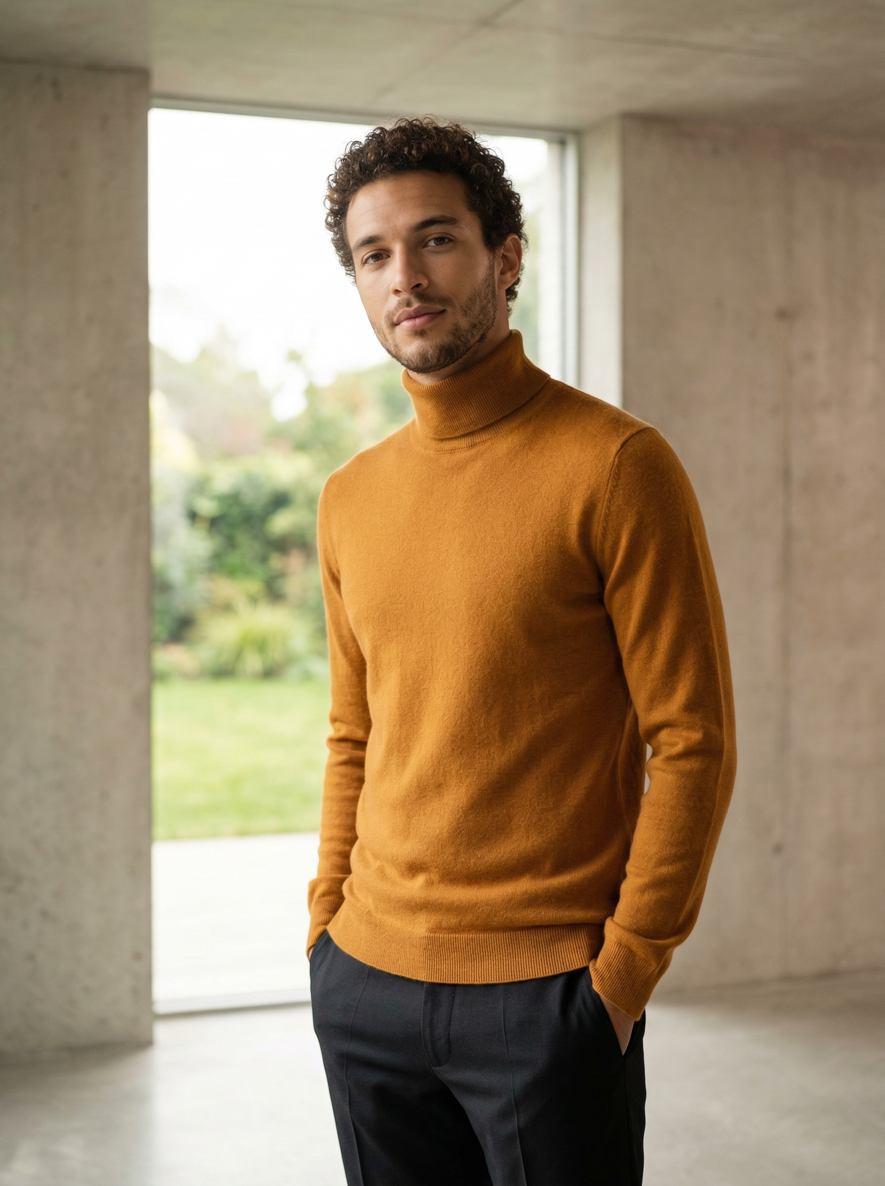 Man in Mustard Turtleneck Portrait