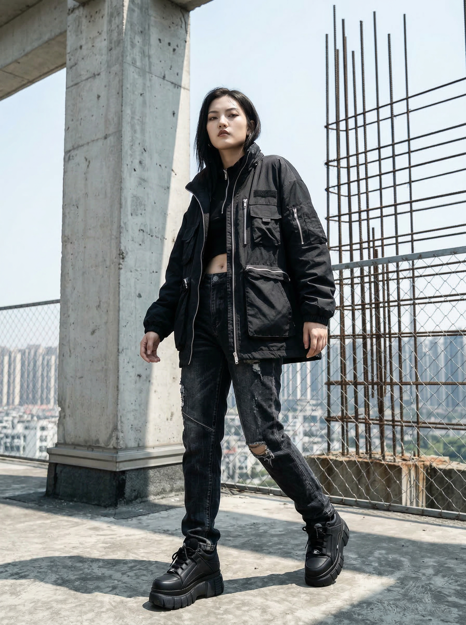 Urban Fashion Portrait on Rooftop