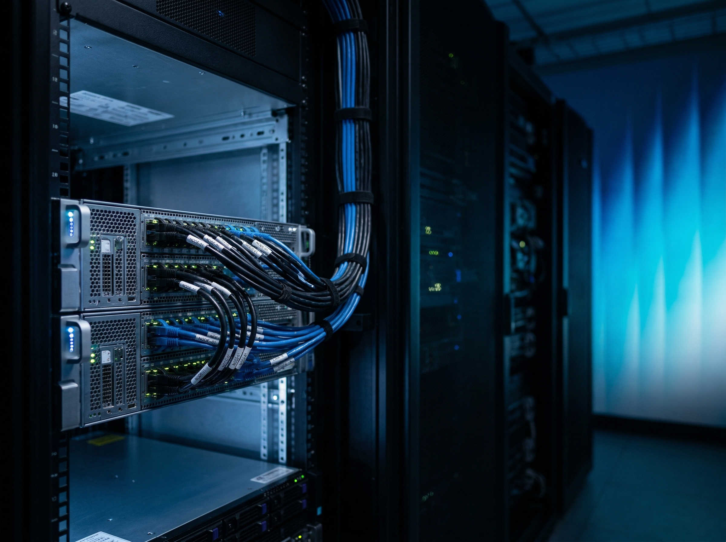 Server Rack with Network Cabling