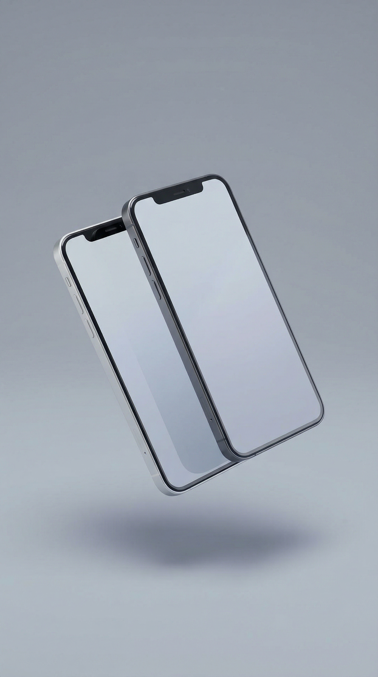 Floating modern smartphones on gray background