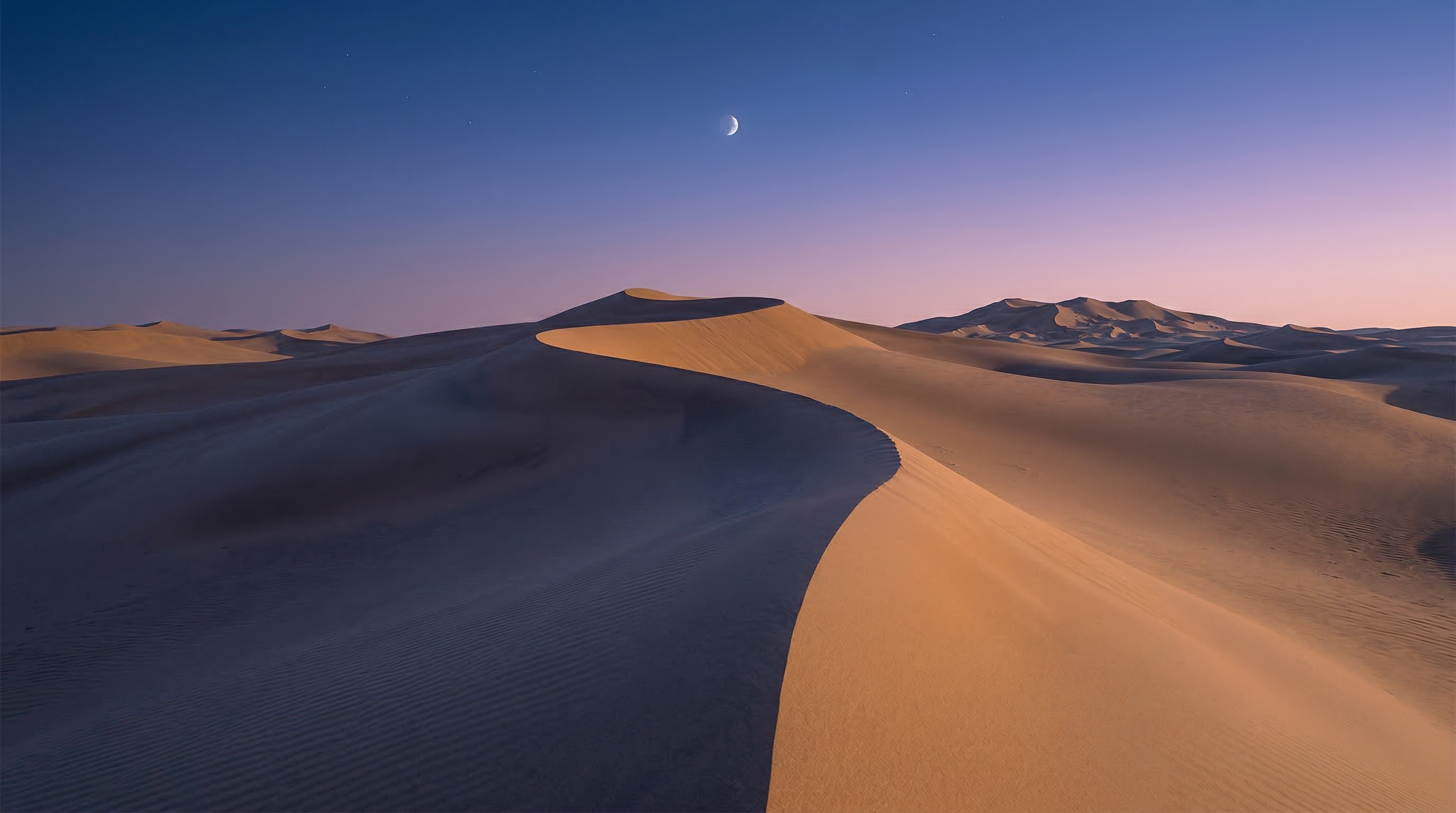 Moonlit Desert Dunes at Twilight