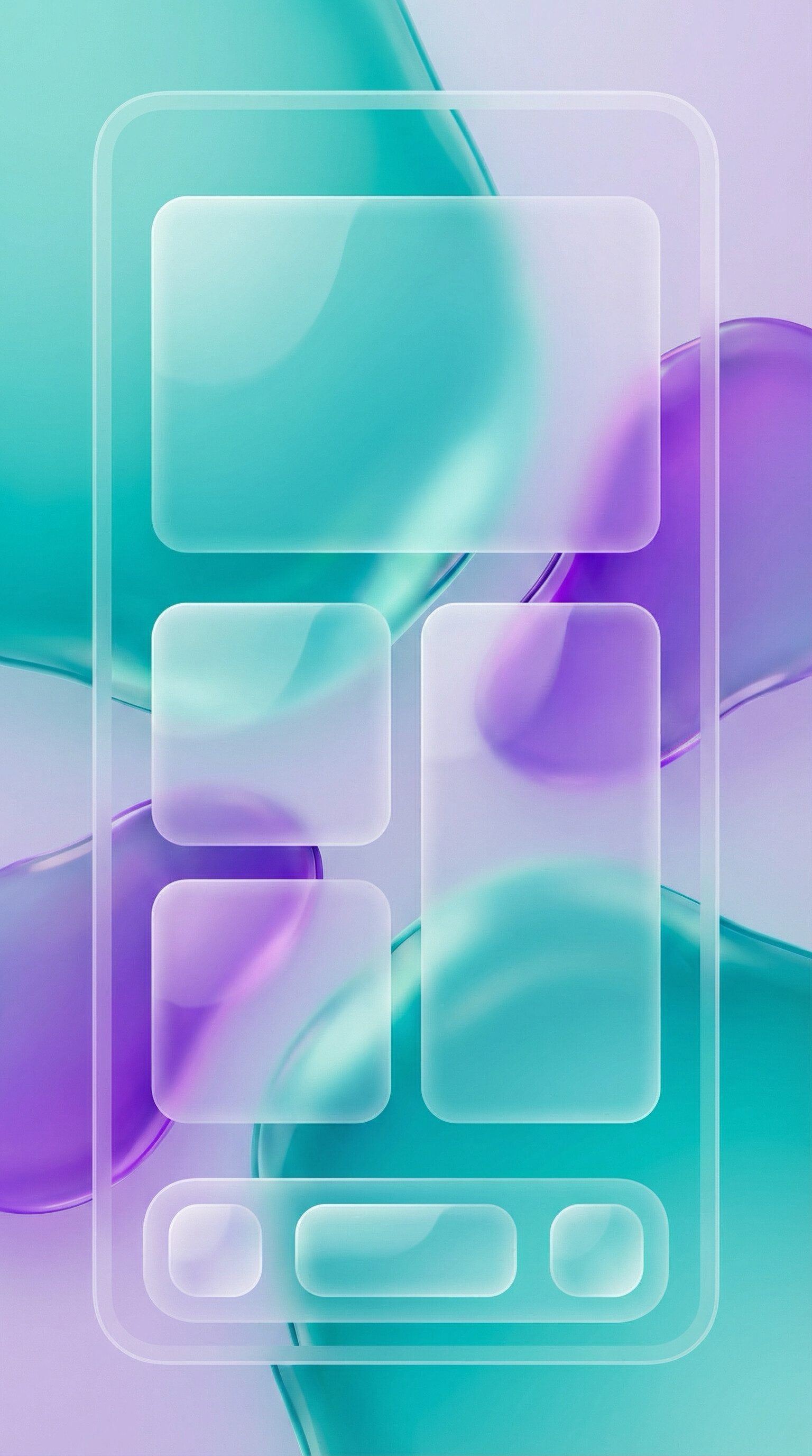 Glass UI widgets on colorful gradient background