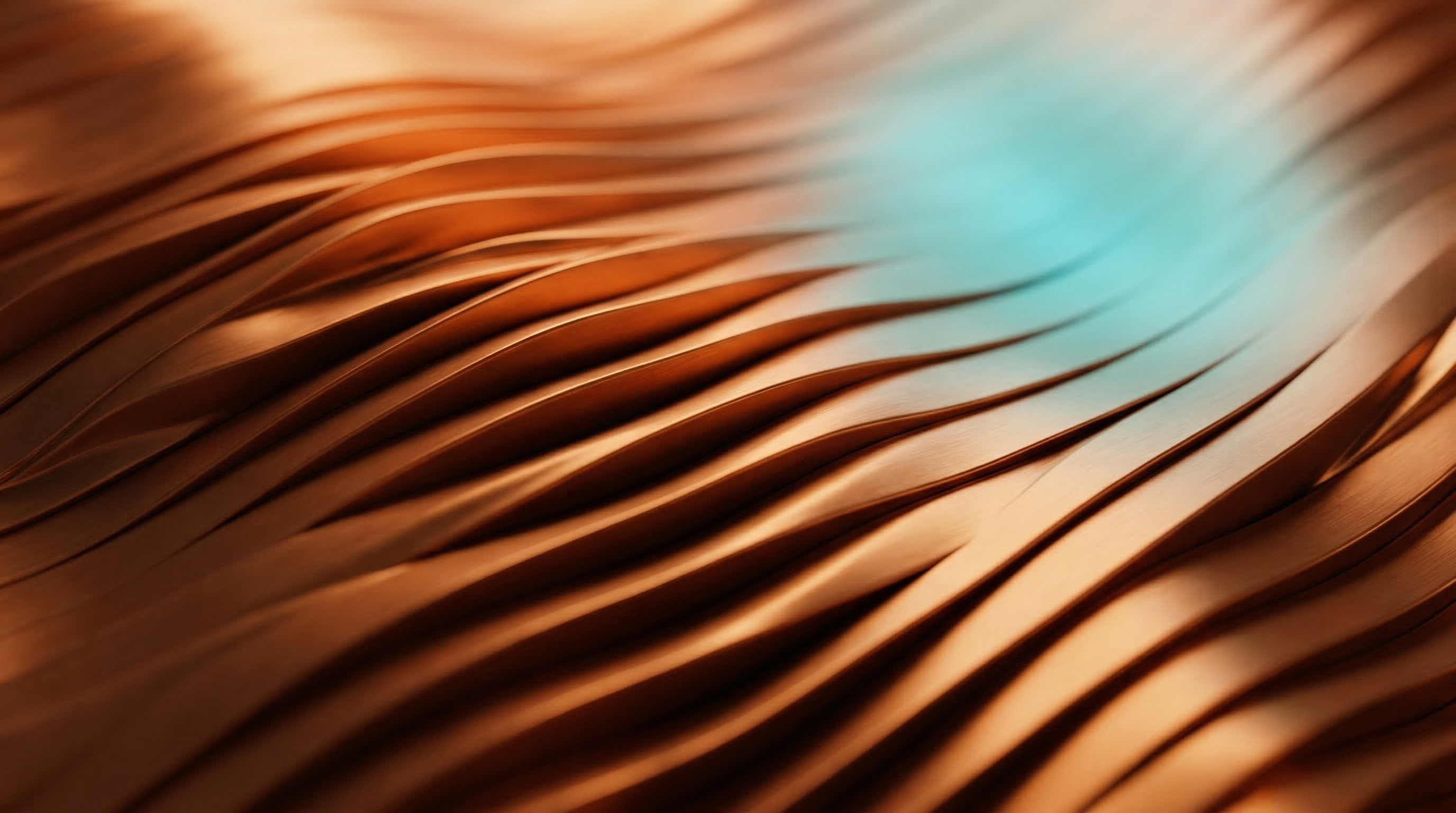 Abstract Copper Waves with Cyan Glow