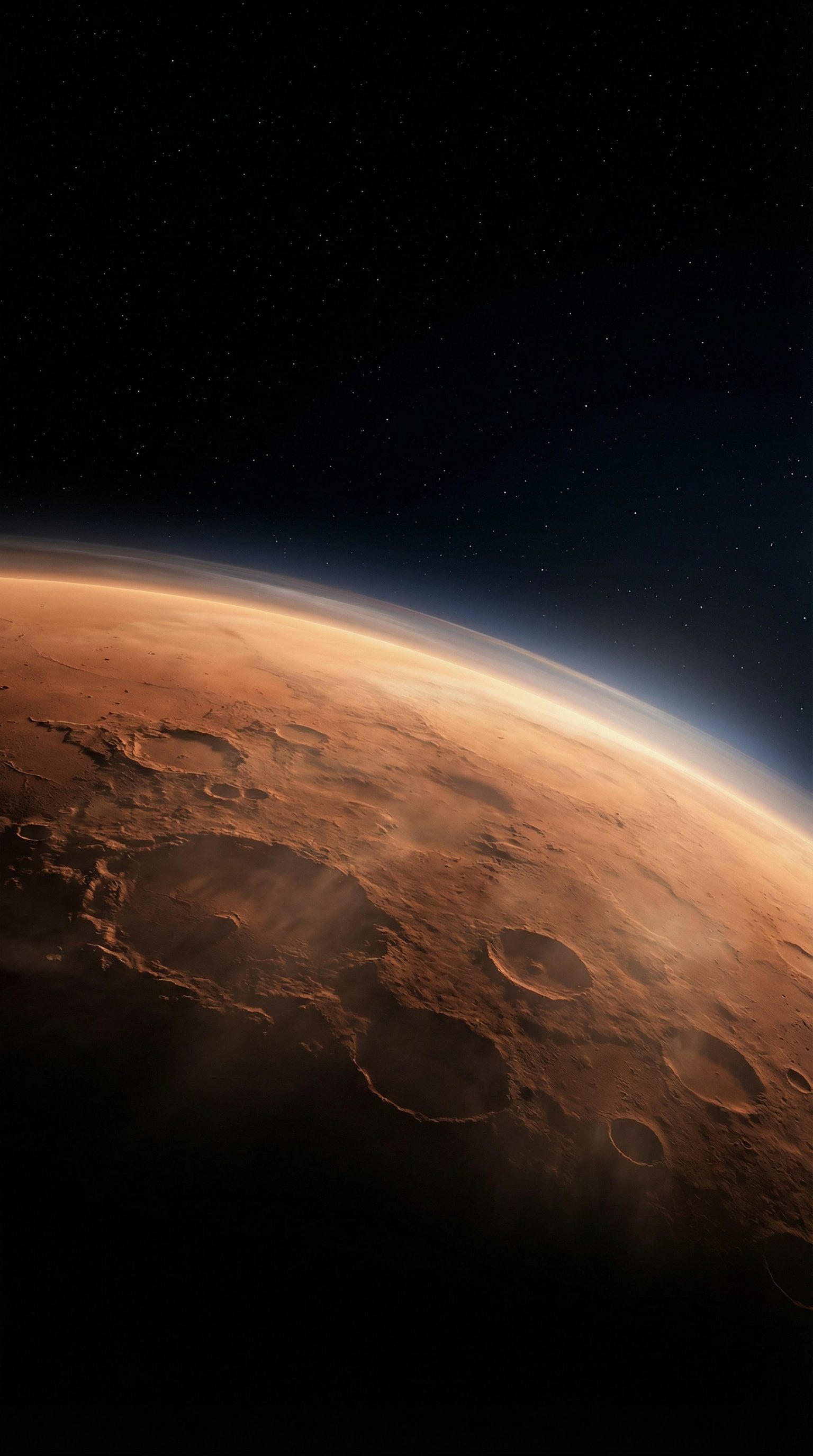 Planetary Horizon with Craters in Space