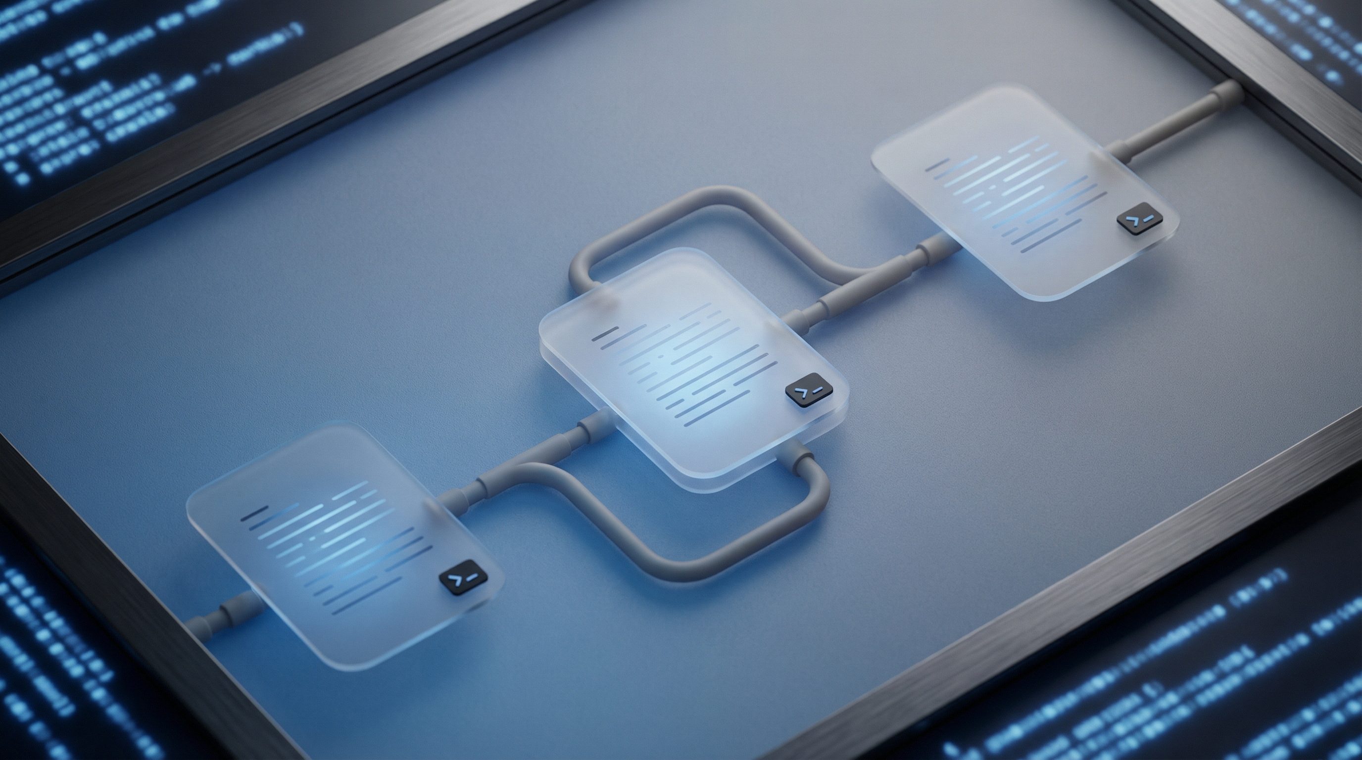 Abstract software workflow pipeline illustration