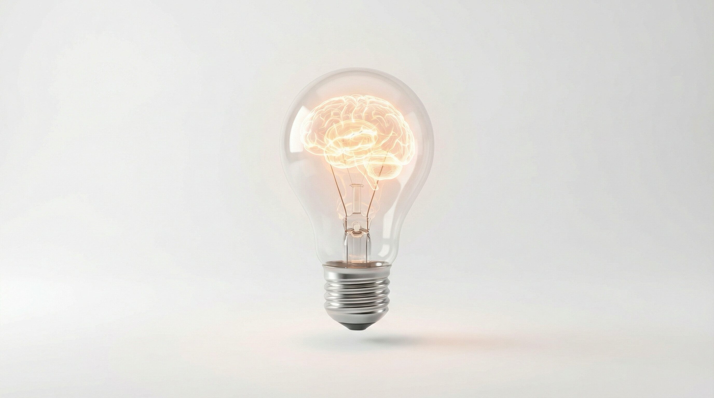 Glowing Brain Inside Light Bulb Concept