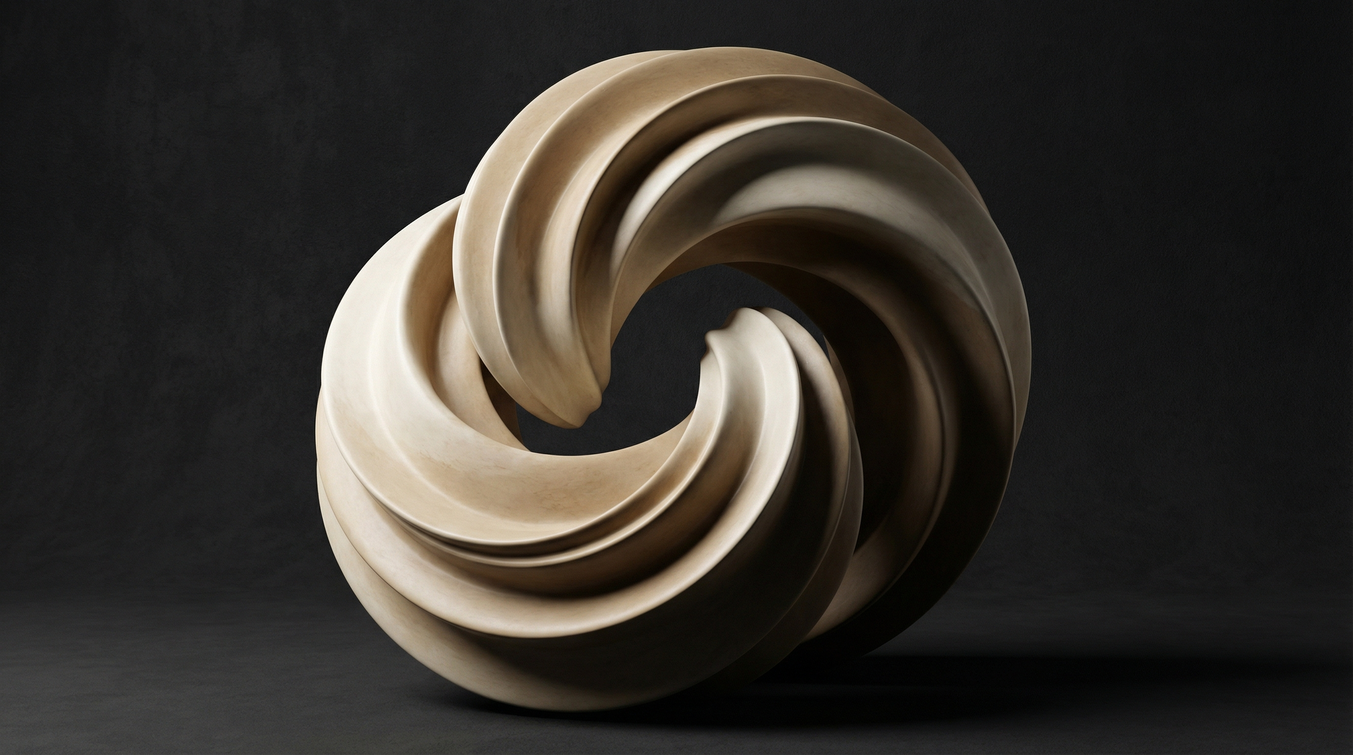 Abstract Twisting Wooden Ring Sculpture
