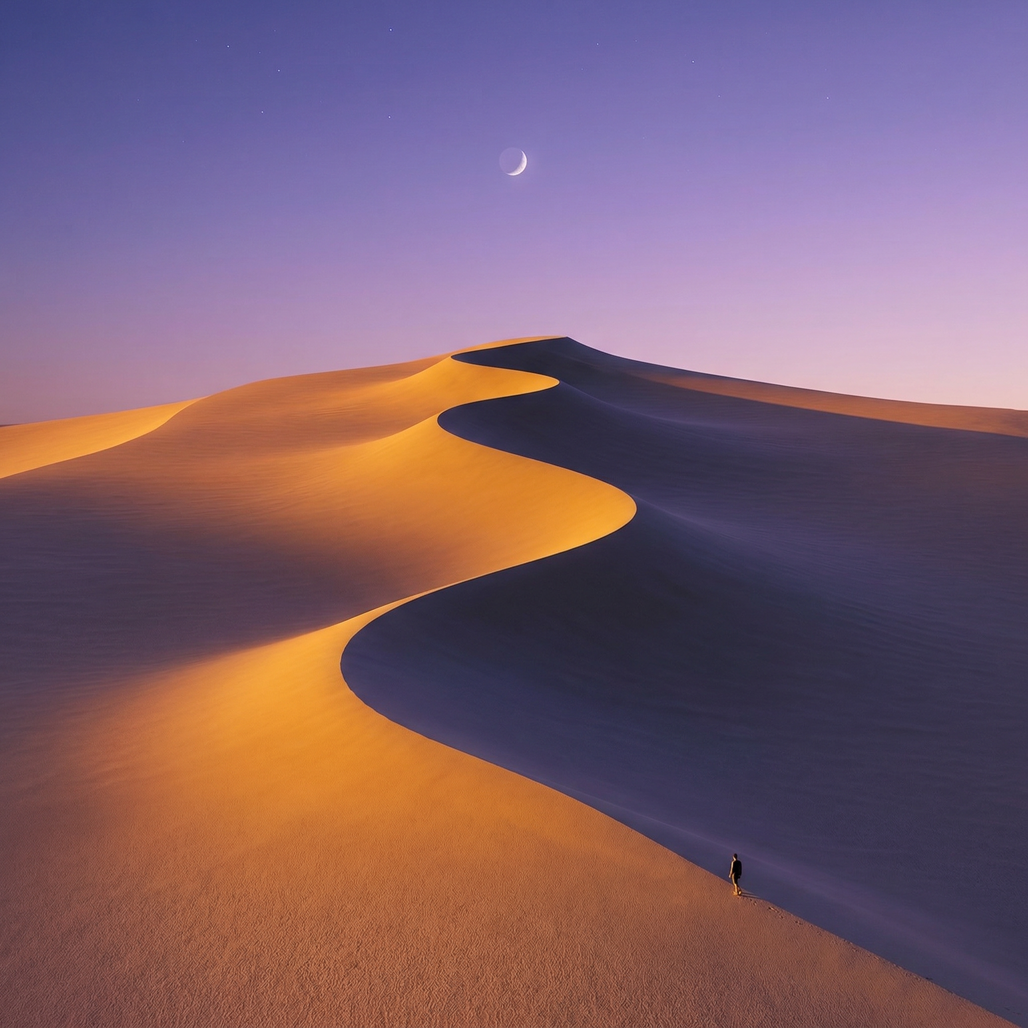 Moonlit Desert Dunes at Twilight