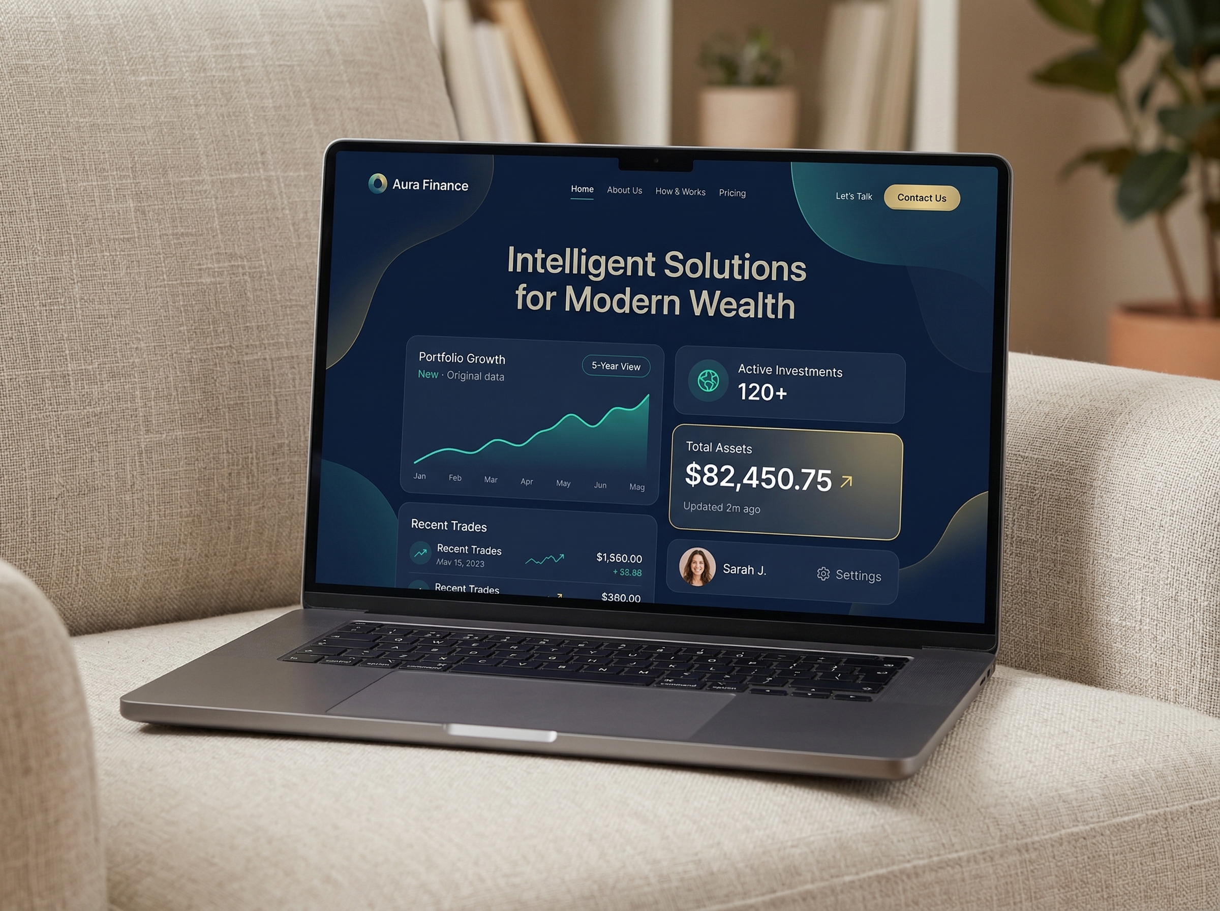 Laptop Displaying Finance Dashboard UI