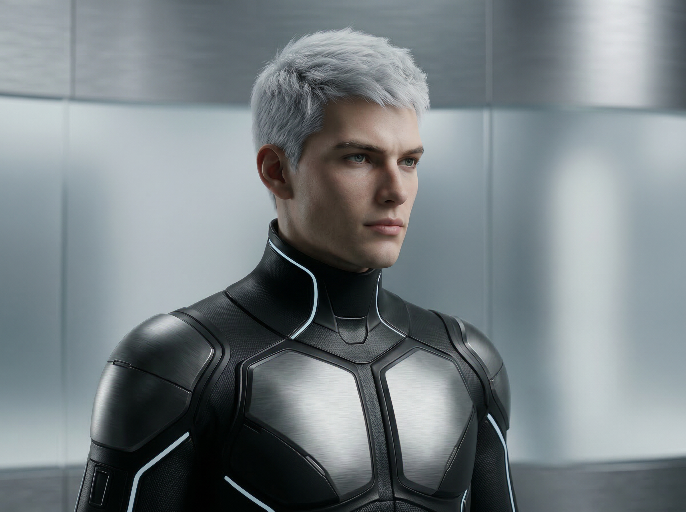 Futuristic Portrait in Black Armor