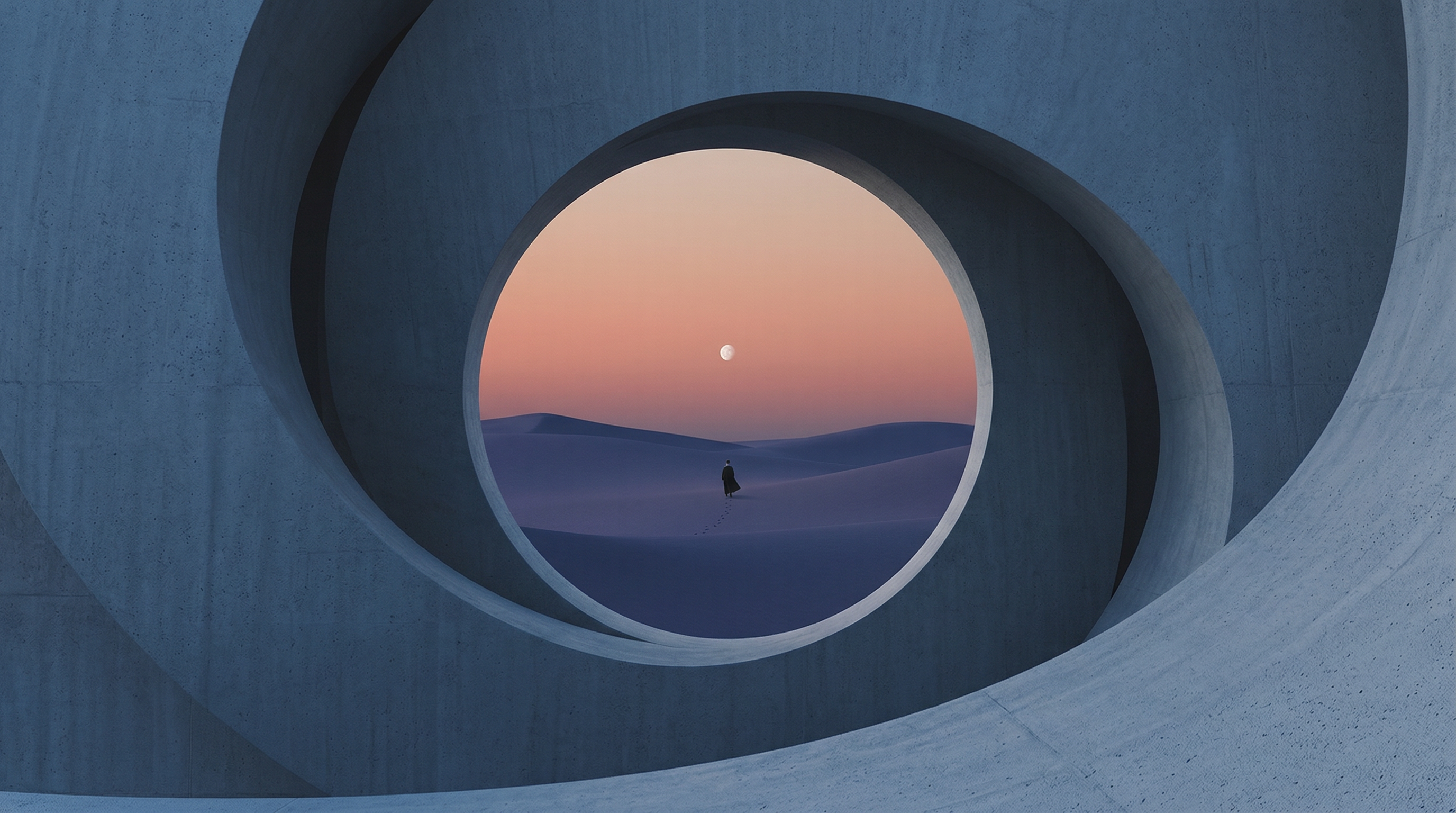 Surreal Portal Framing Desert at Dusk