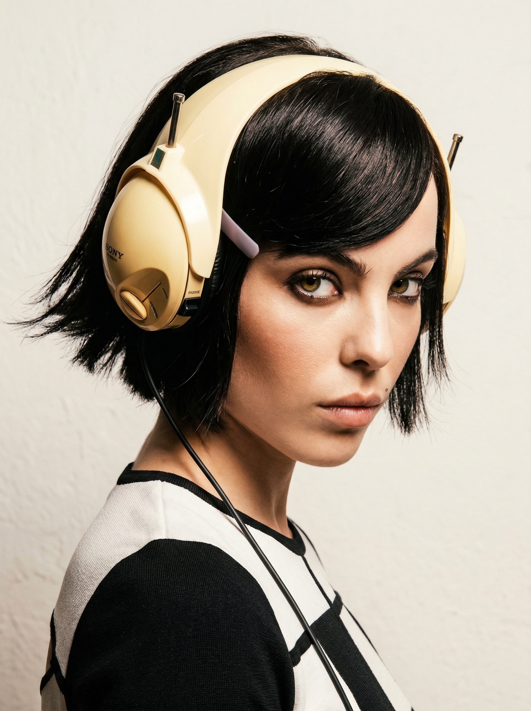 Retro Headphones Fashion Portrait