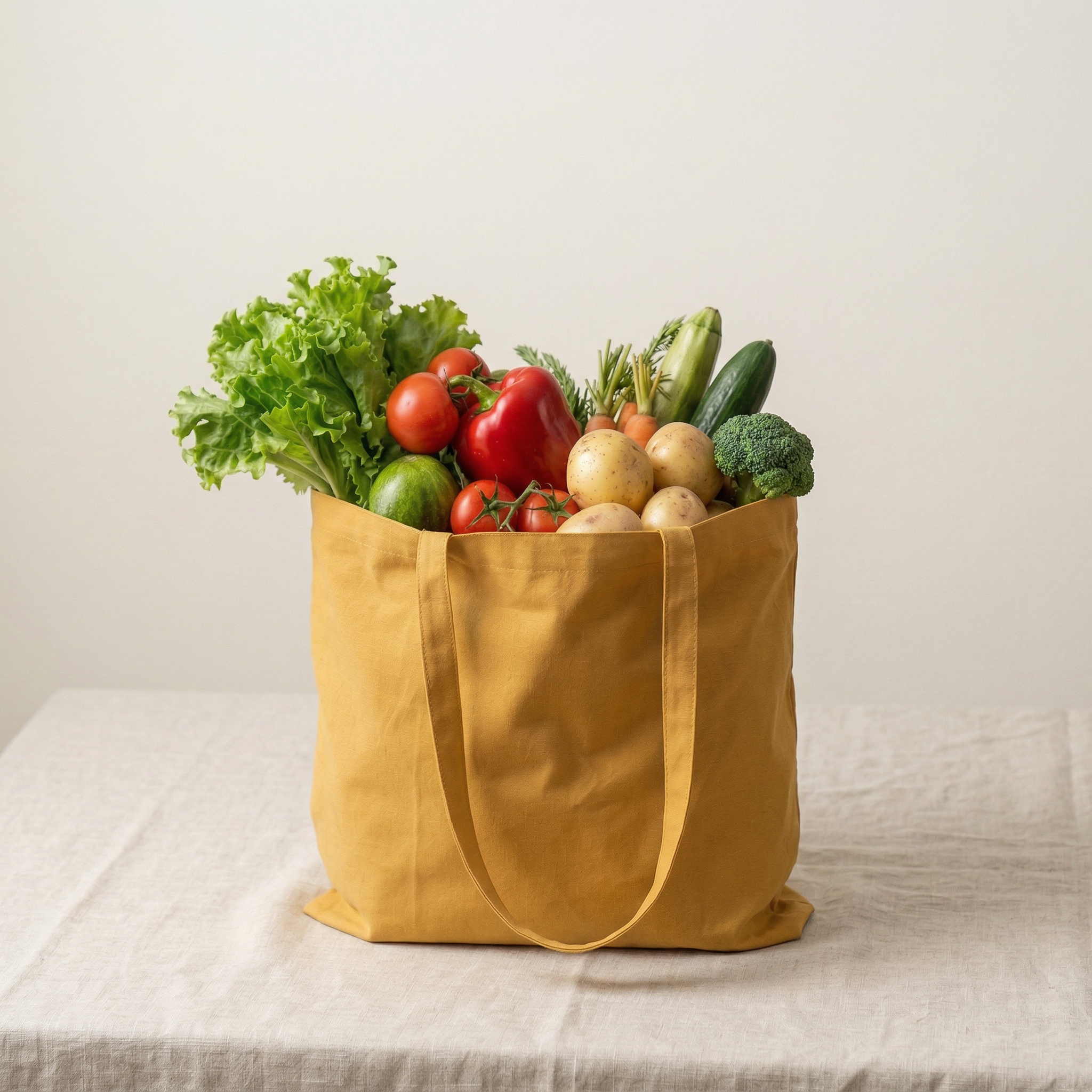 Reusable Tote Bag Filled with Fresh Vegetables
