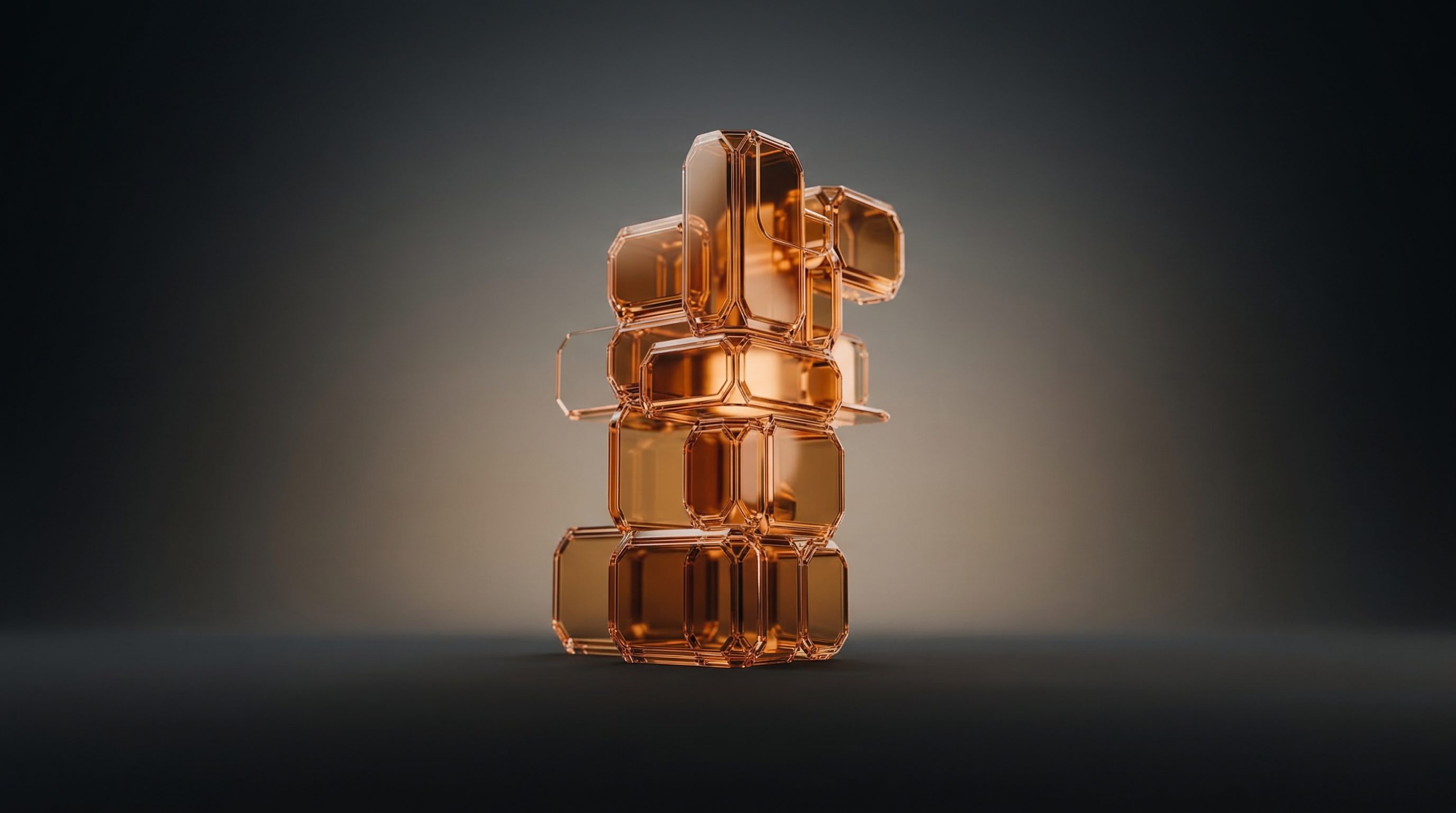 Abstract amber glass geometric stack