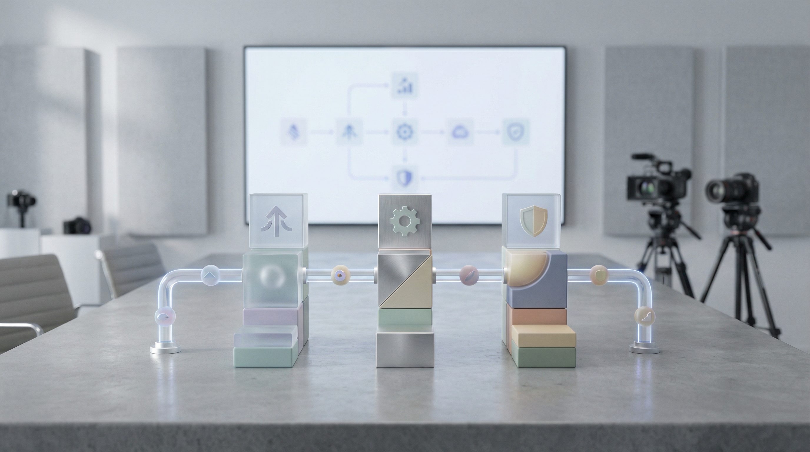 Abstract workflow blocks in modern studio