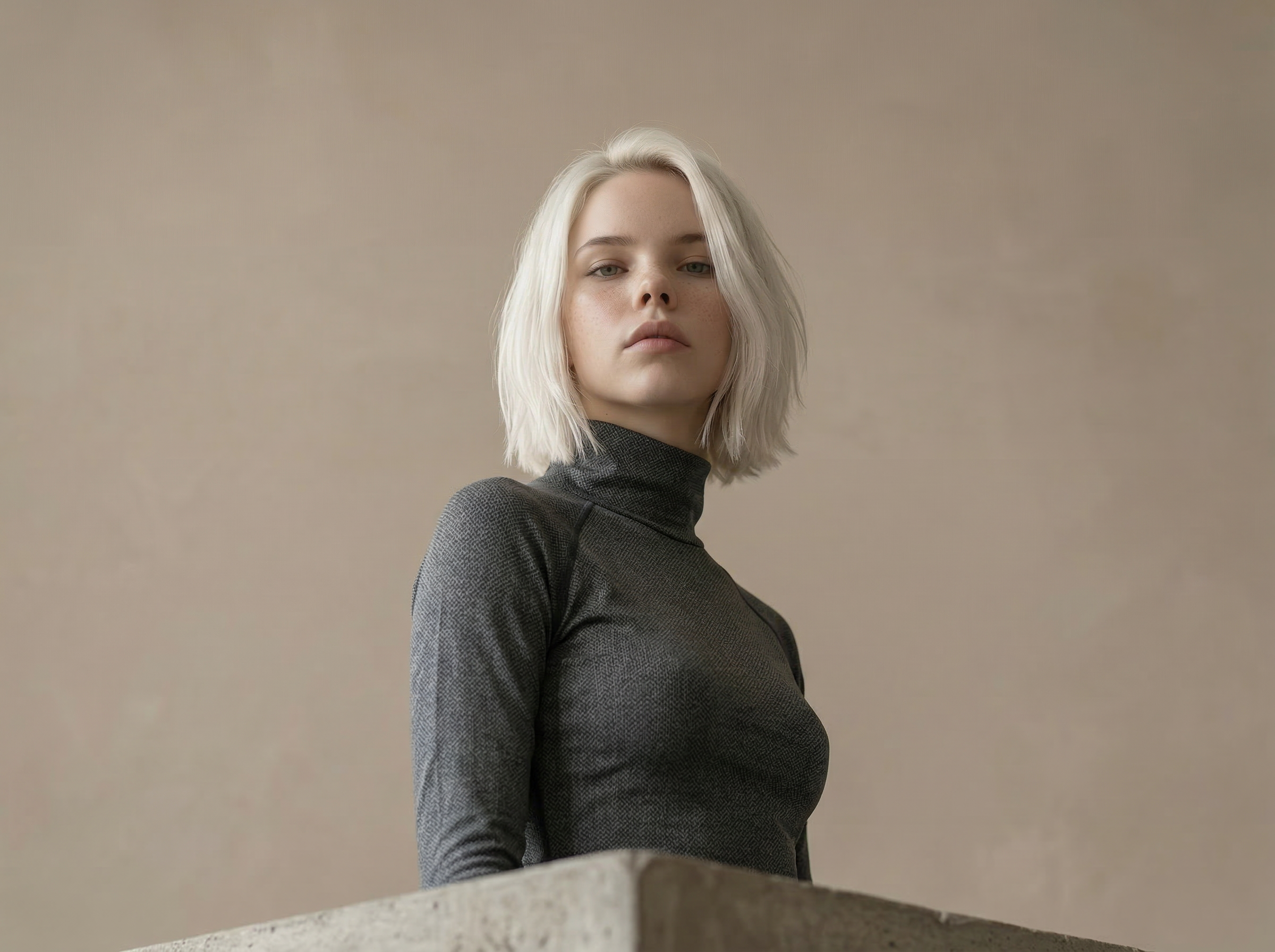Minimalist Portrait of Woman in Turtleneck