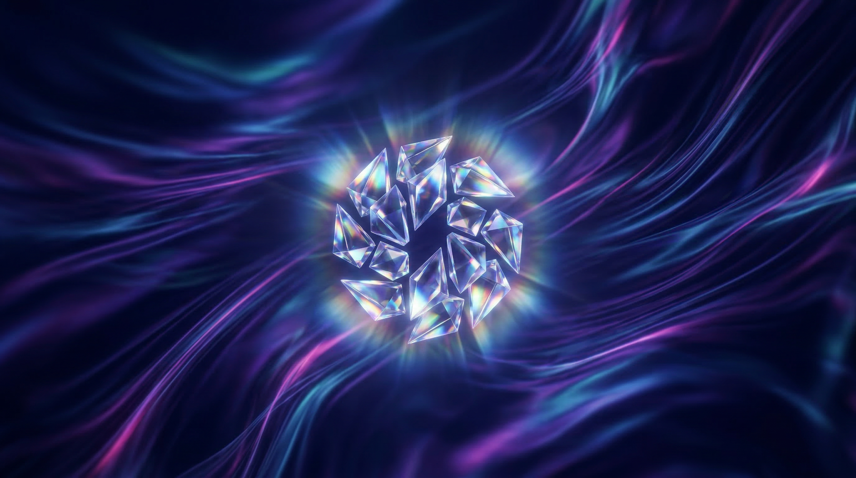 Abstract Glowing Crystal Cluster