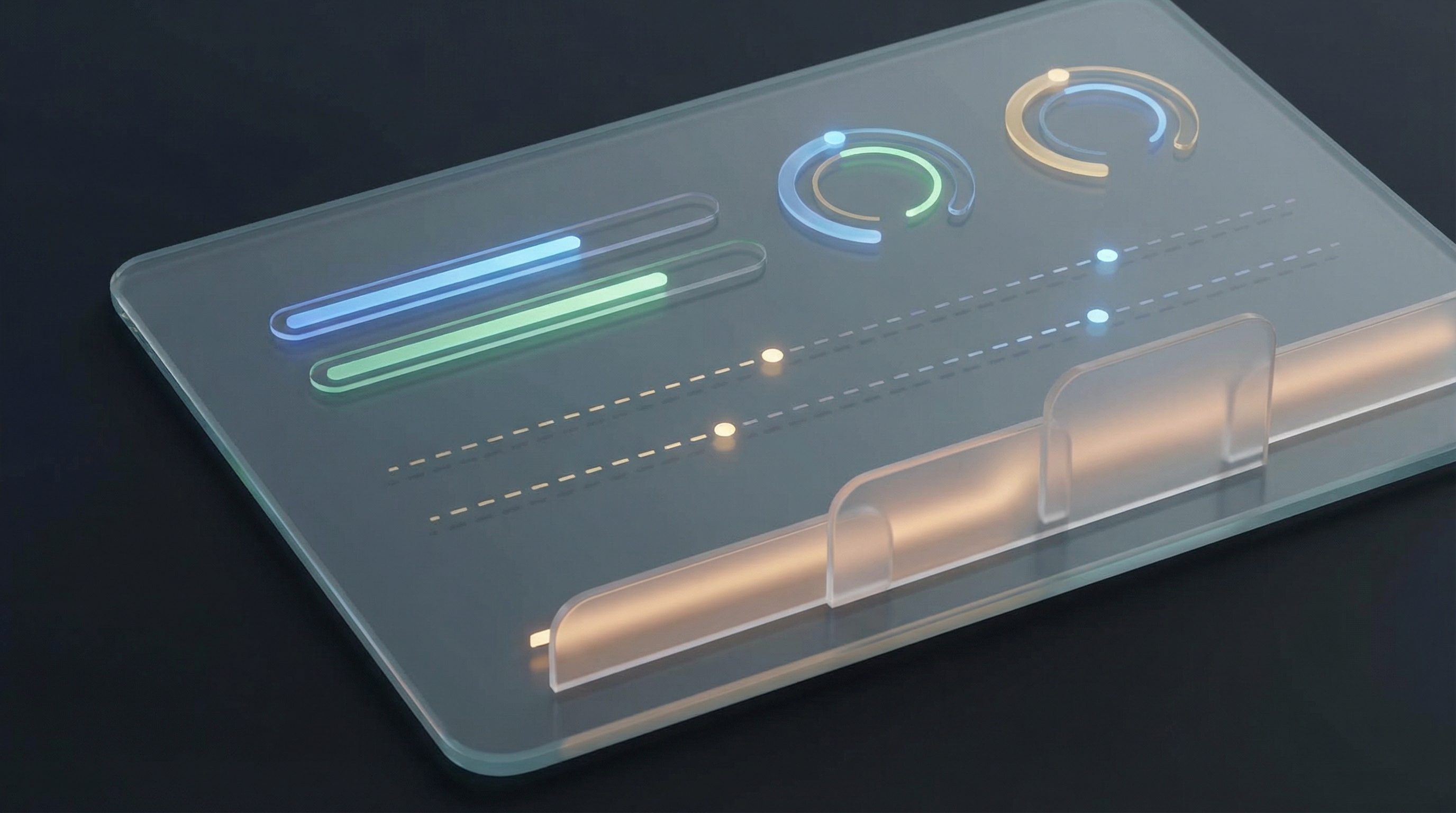 Futuristic glass UI control panel