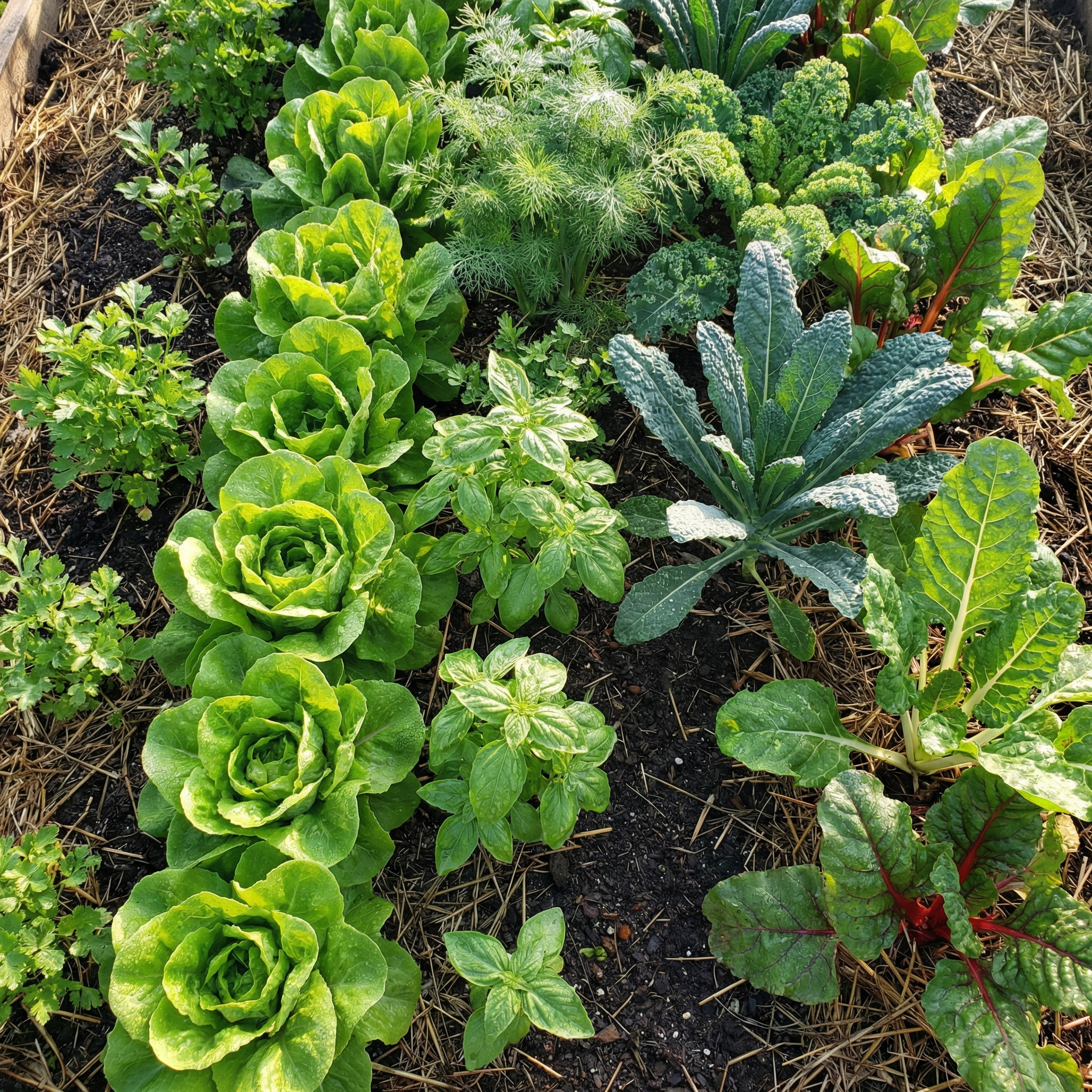 Lush Raised Bed Vegetable and Herb Garden