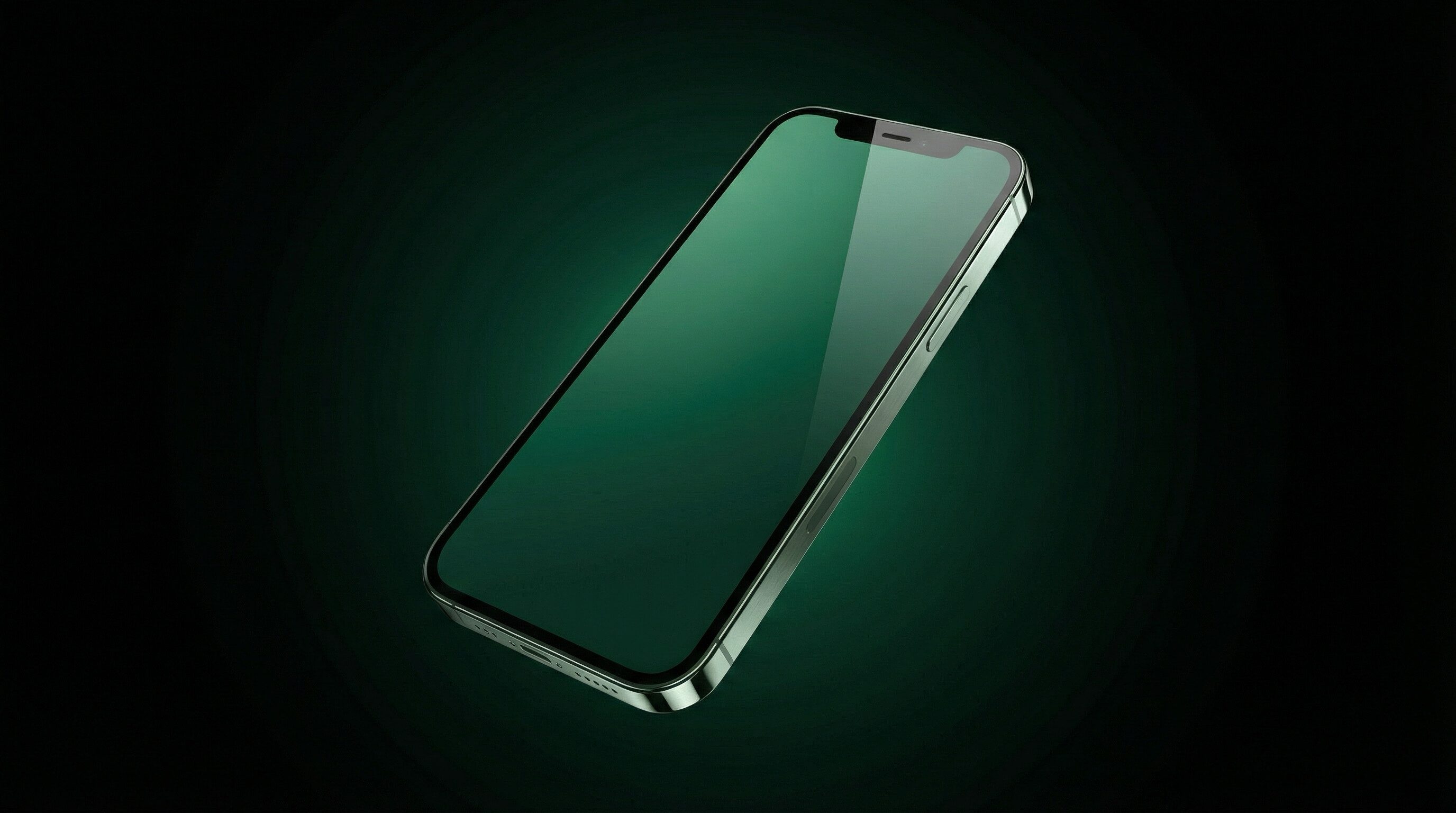 Green smartphone on dark gradient background