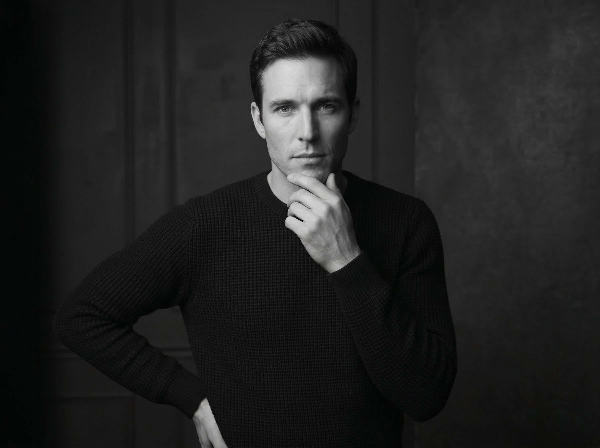 Black and White Thoughtful Male Portrait