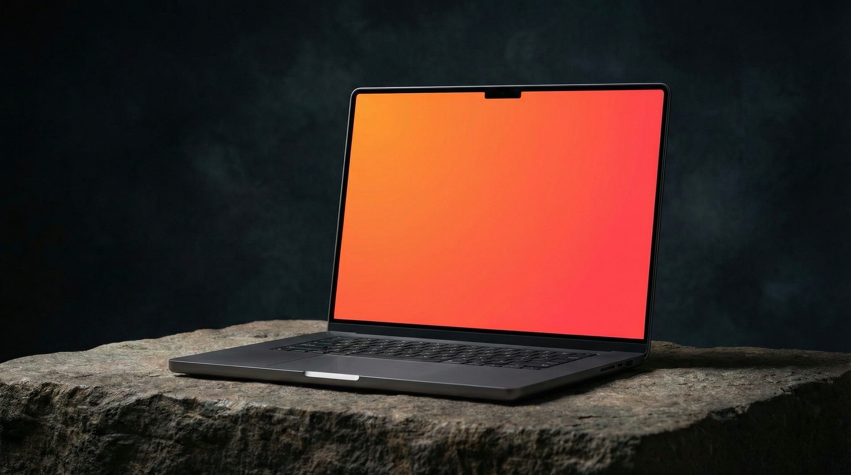 Modern laptop with orange gradient screen