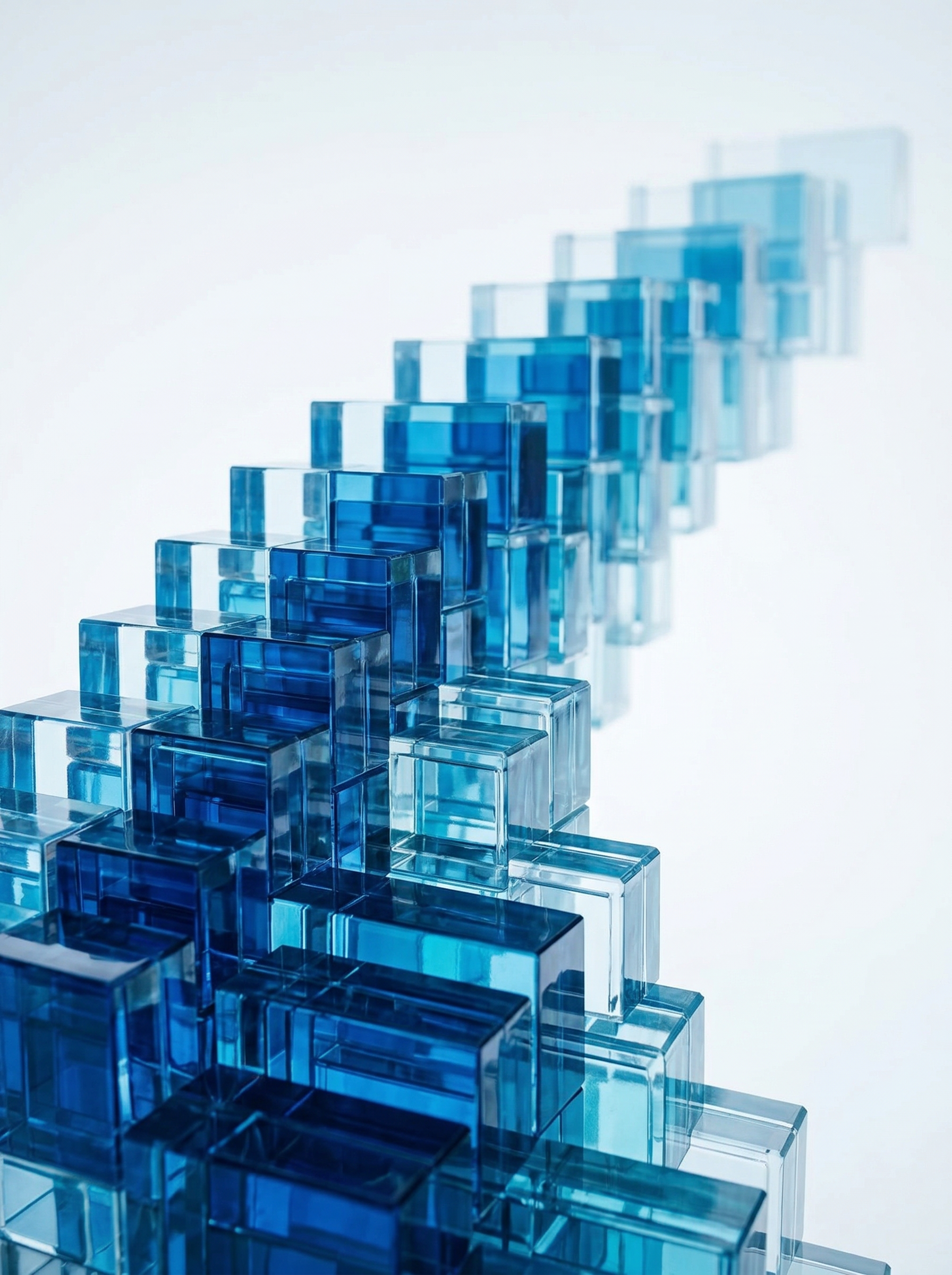 Abstract Blue Glass Cubes Composition