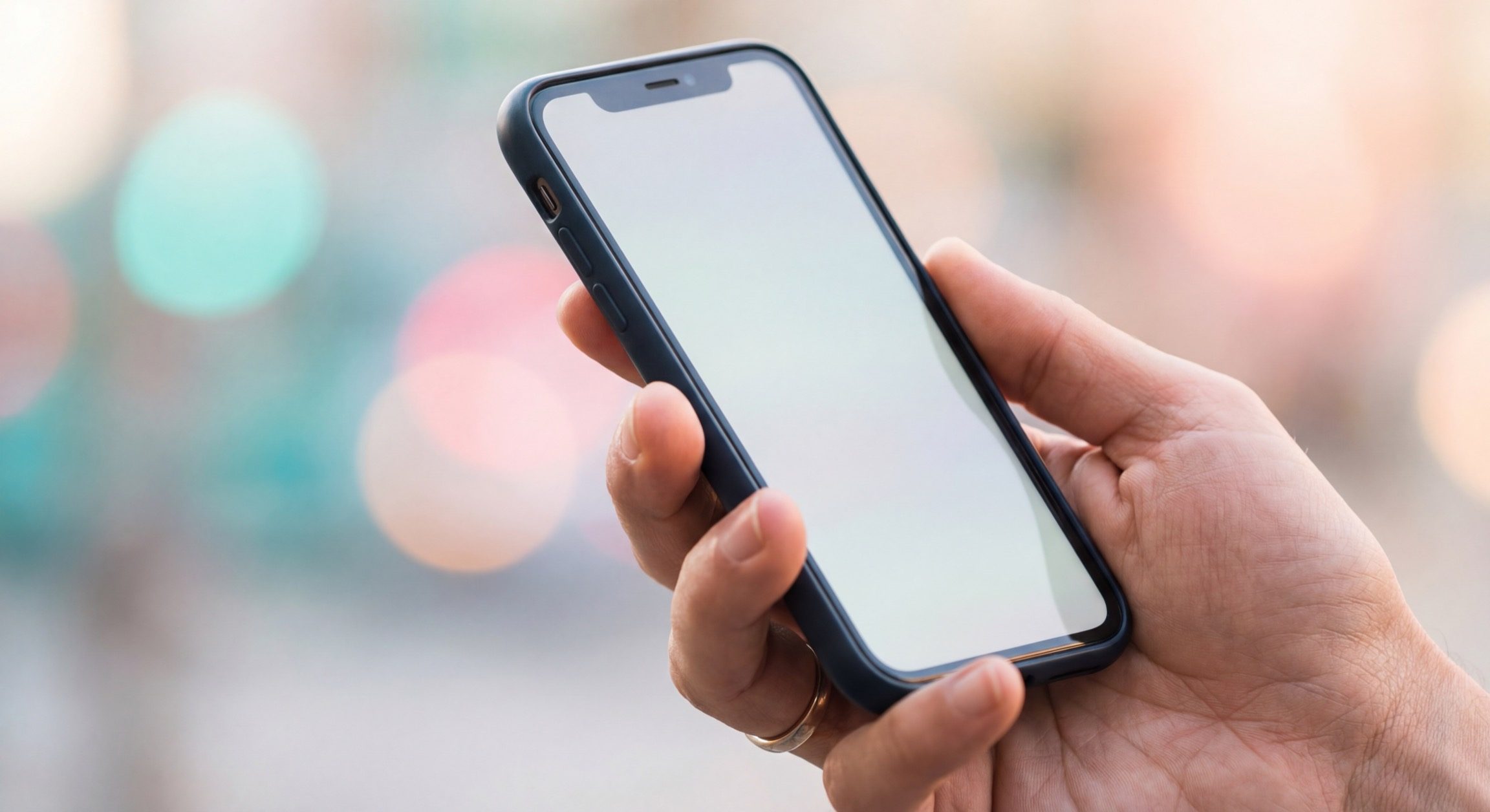 Hand Holding Smartphone with Blank Screen