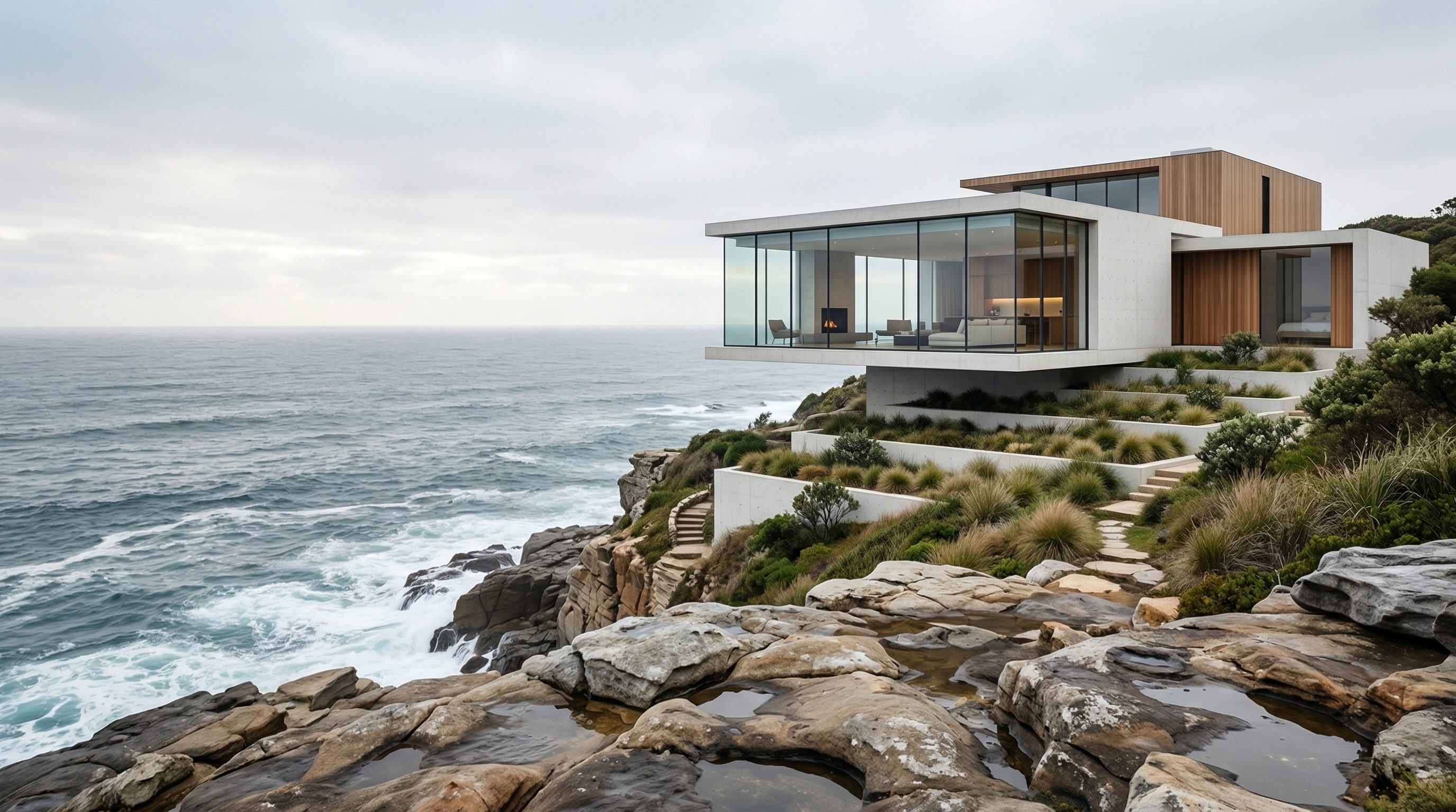 Modern Cliffside House Overlooking the Ocean