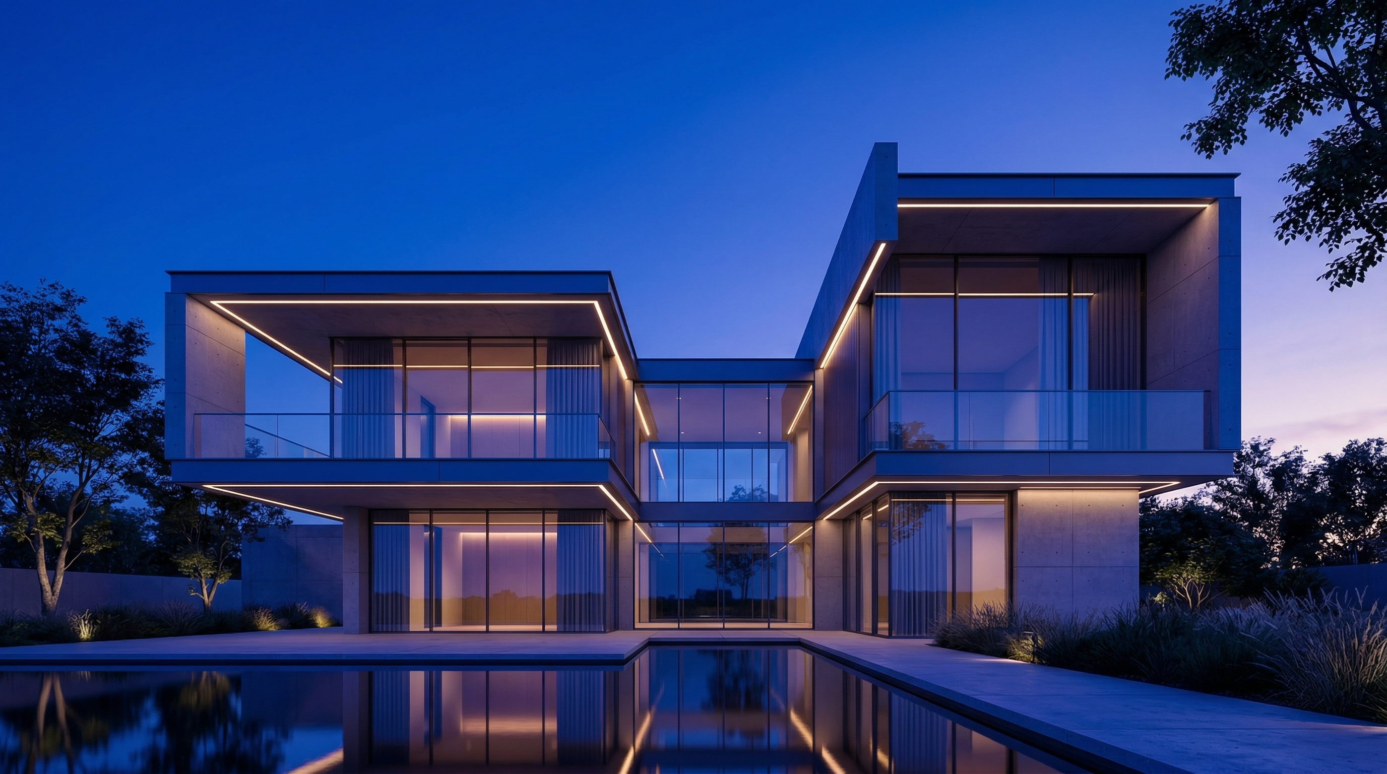 Modern Luxury Villa at Blue Hour