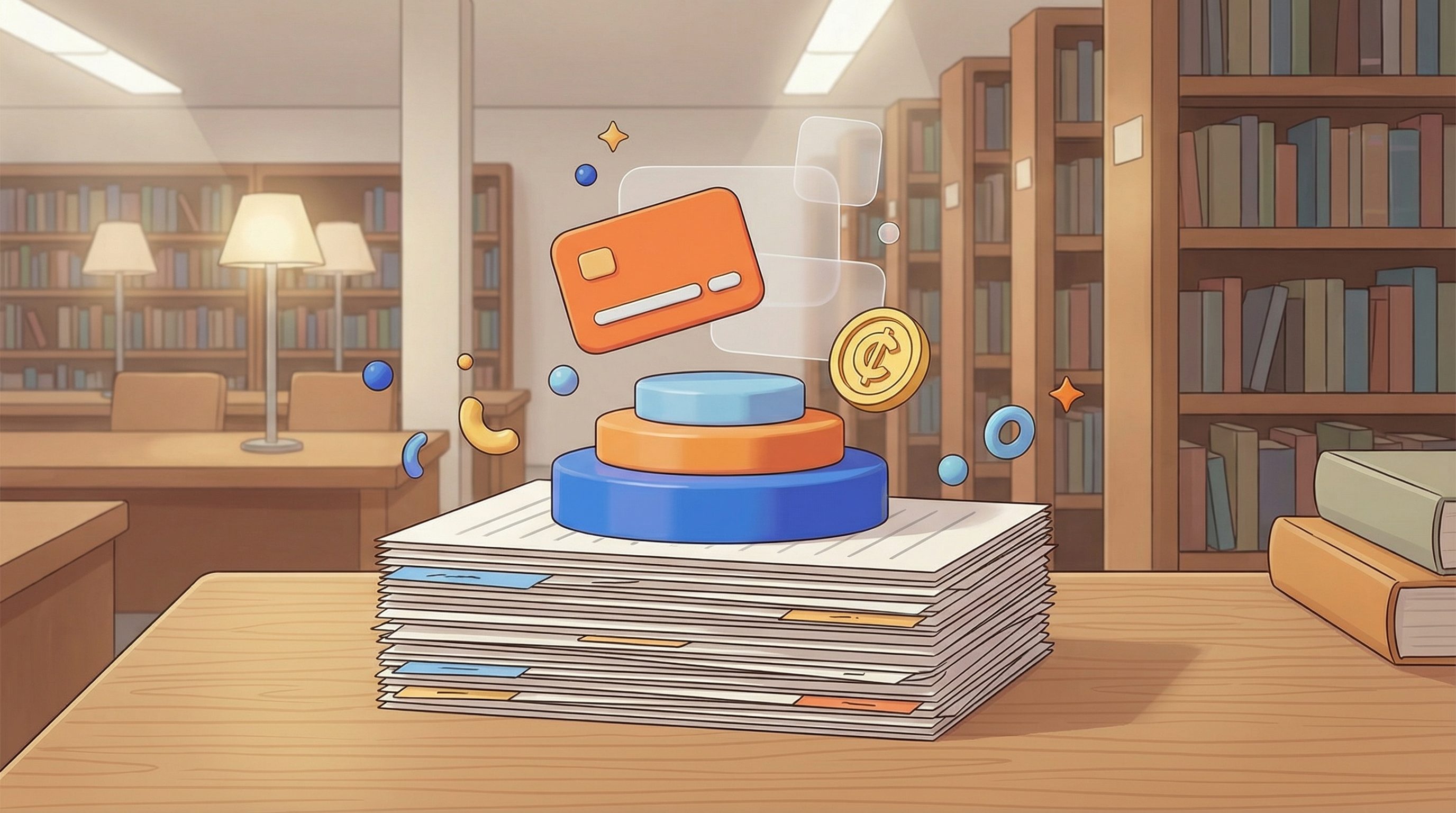 Digital Payments Illustration in Library Setting
