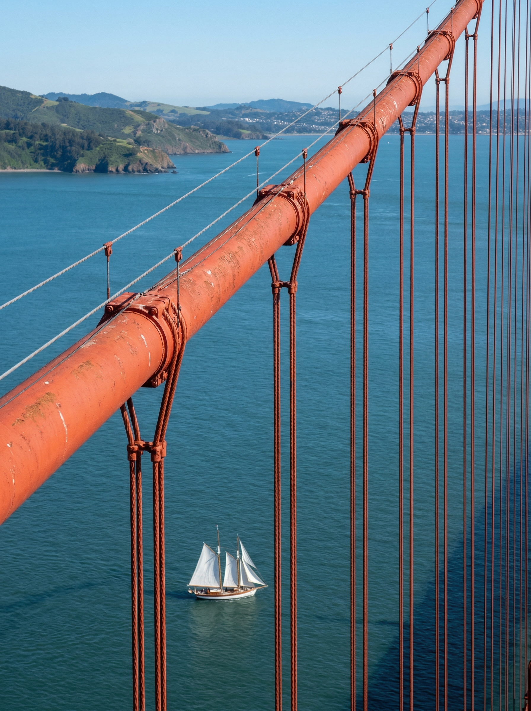 Golden Gate Bridge Cables Over Bay