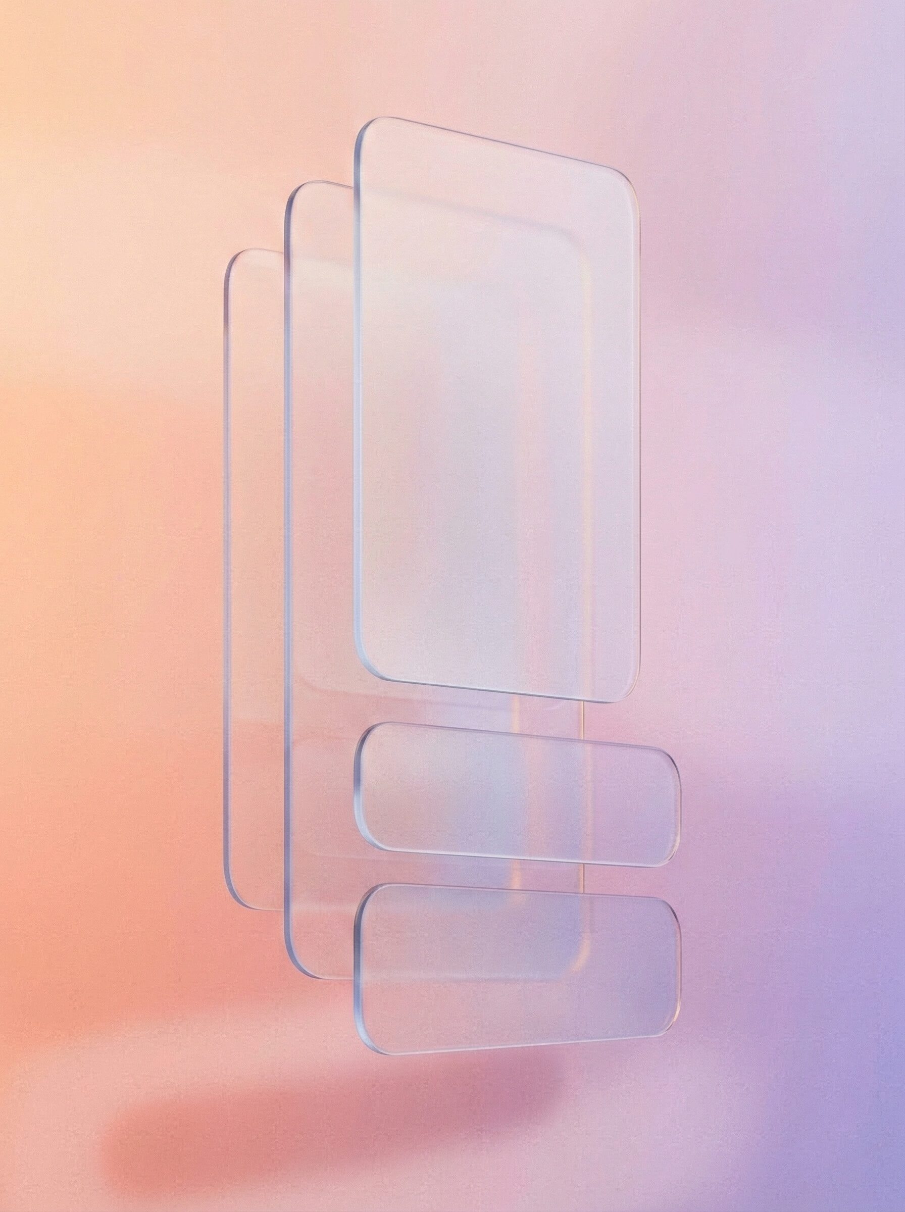 Transparent glass panels on pastel gradient
