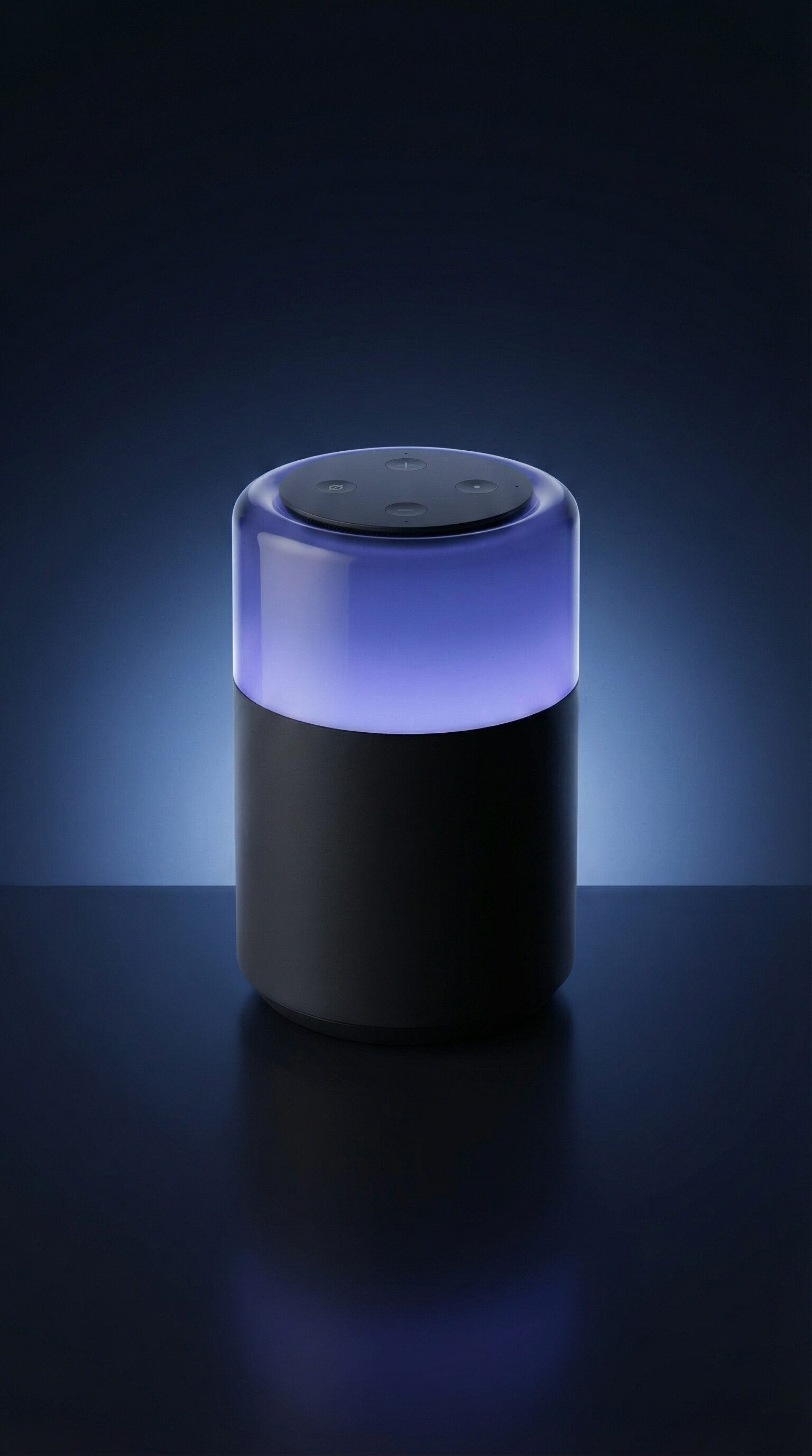 Modern smart speaker with blue ambient light