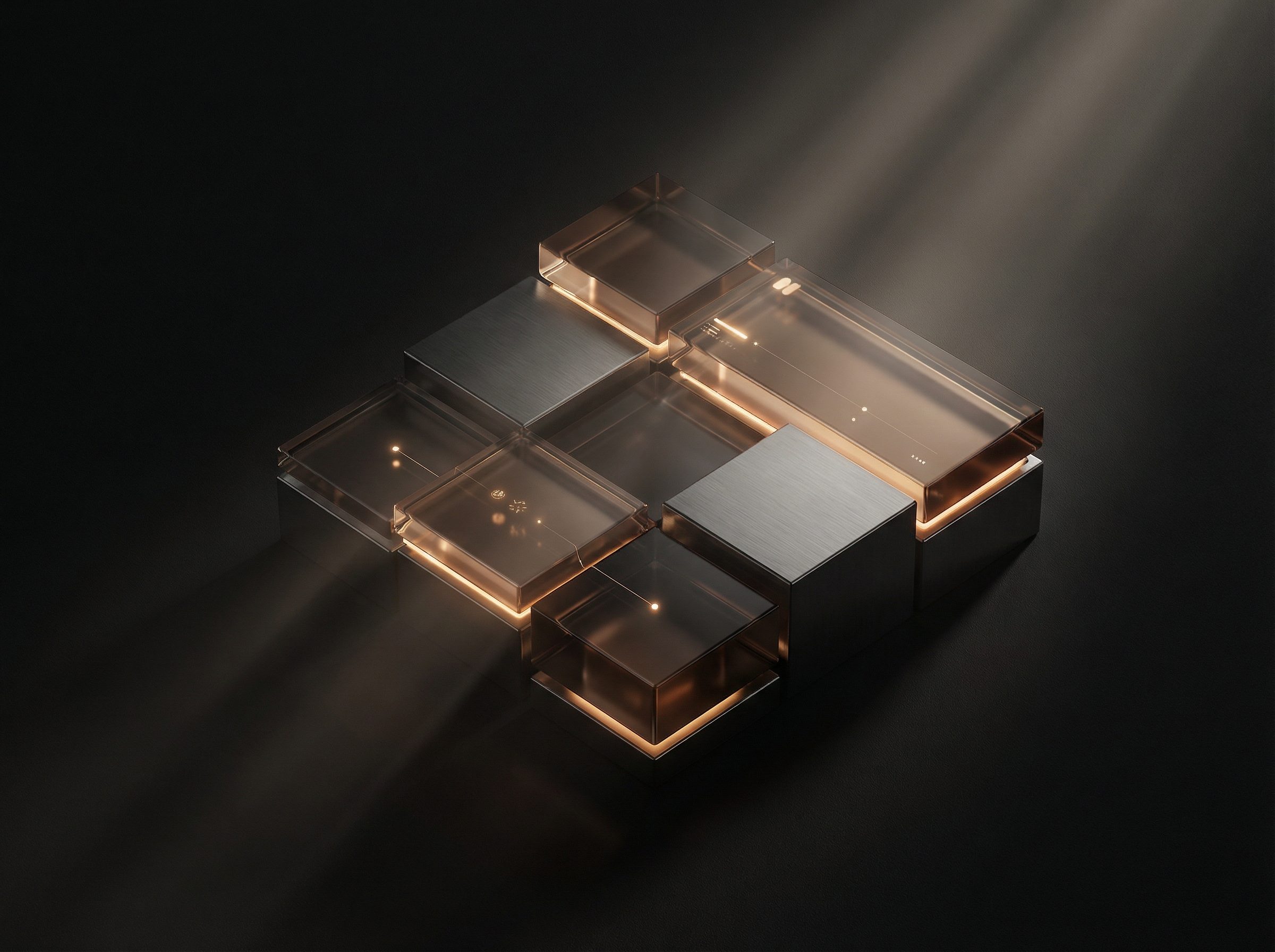 Futuristic Glass and Metal Light Blocks