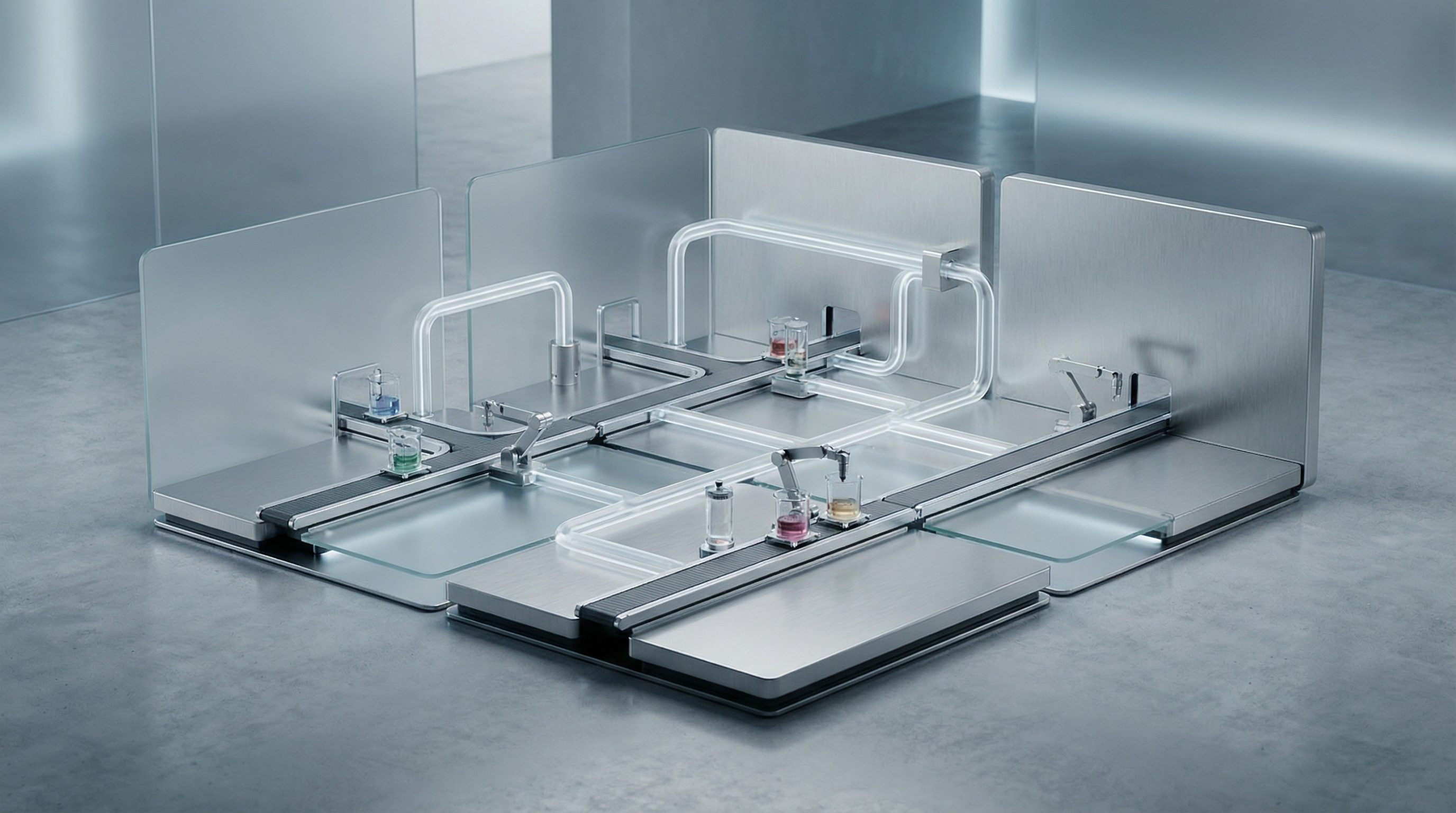 Futuristic modular stainless steel sink system