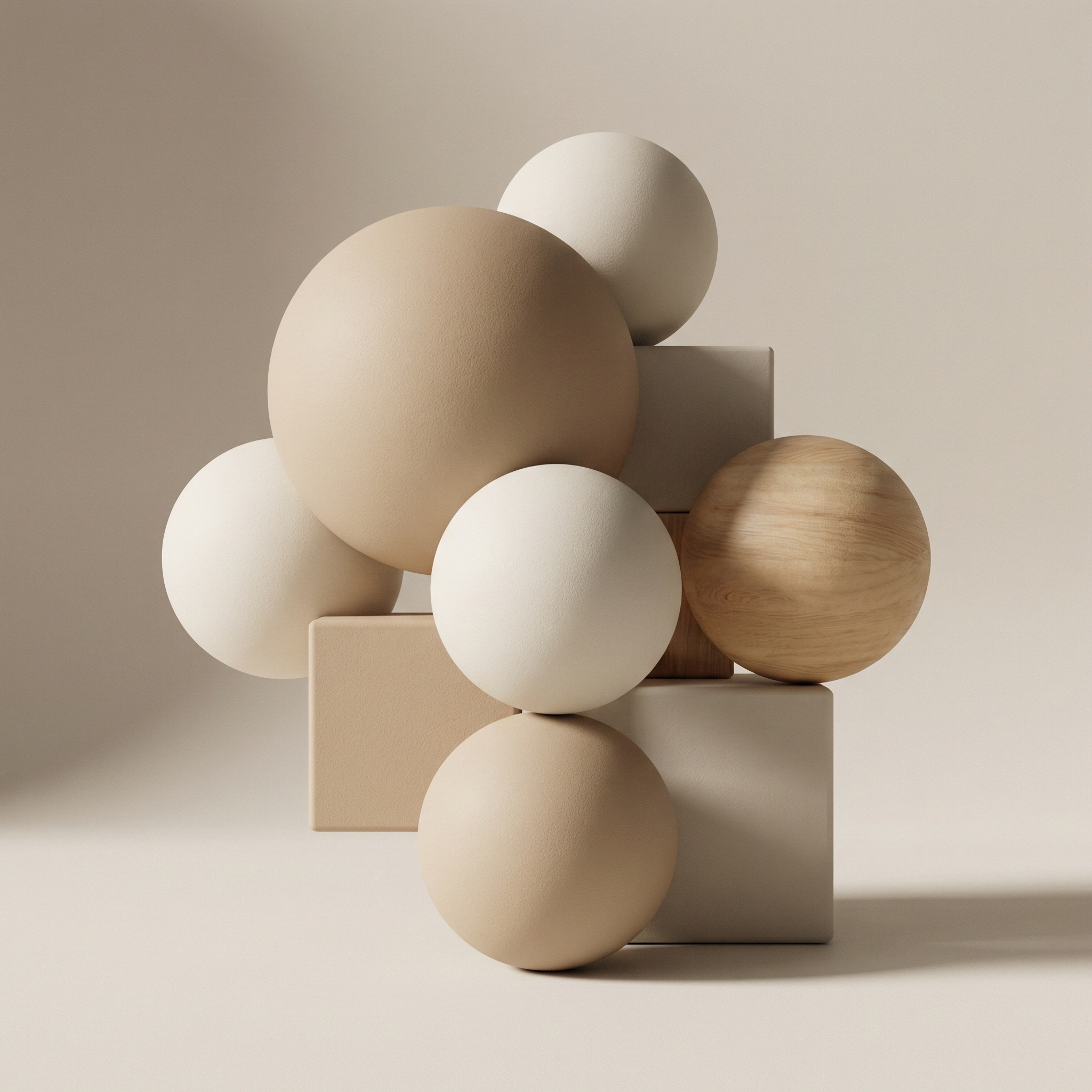 Minimalist Beige Geometric Sculpture