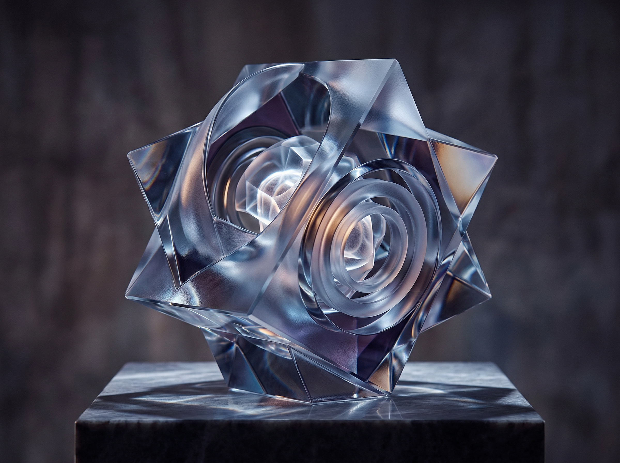 Abstract Glass Geometric Sculpture
