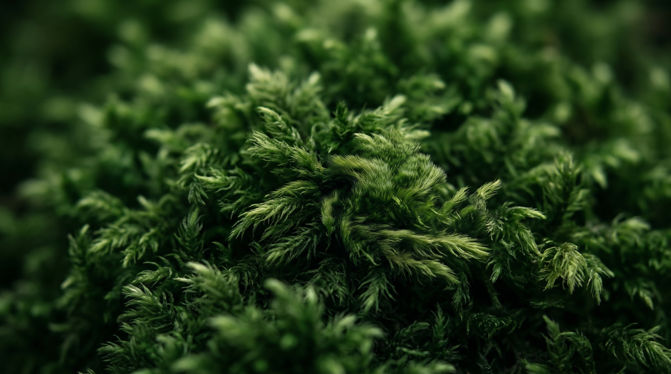 Macro Close-Up of Lush Green Moss