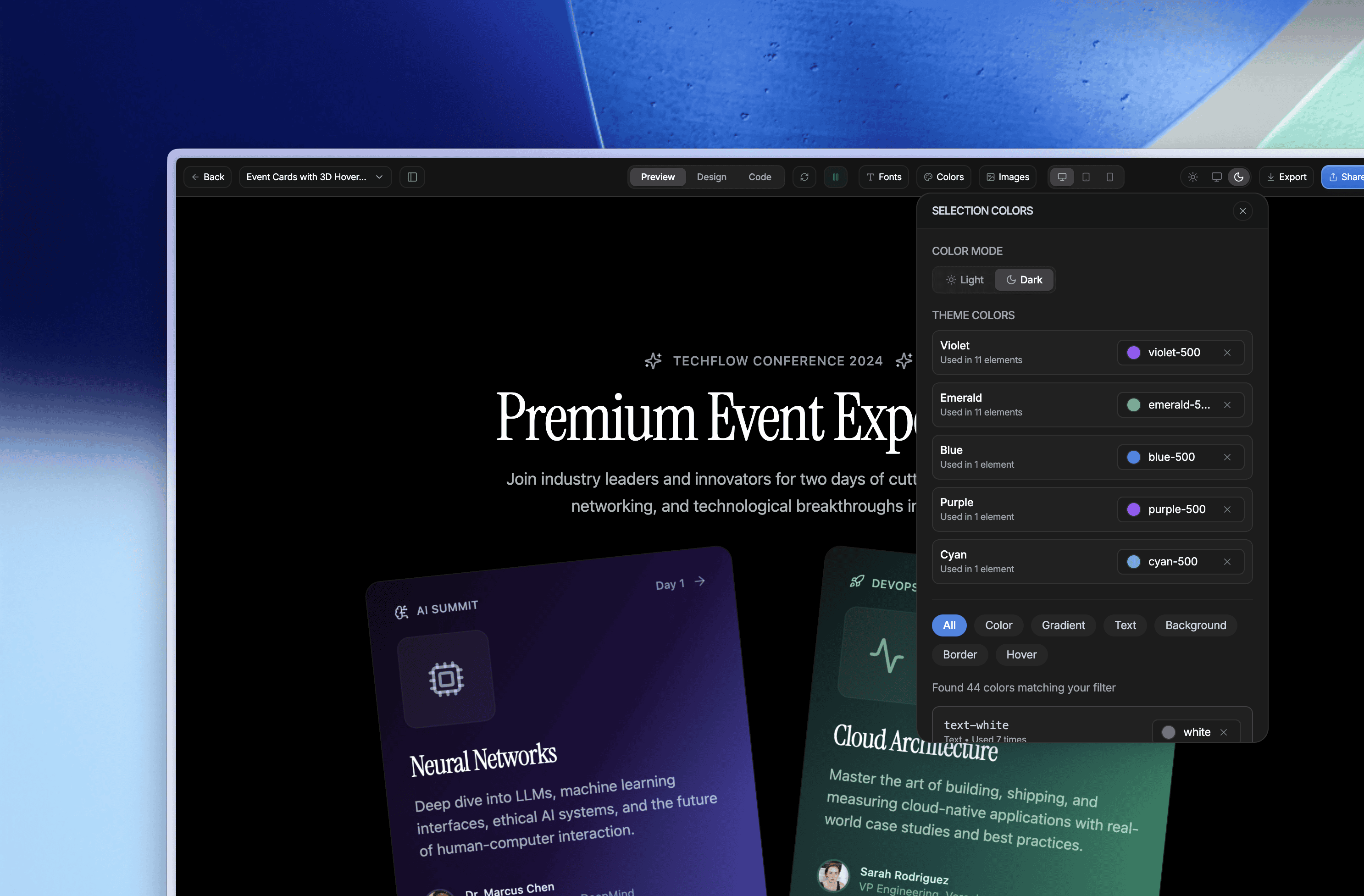 Selection Colors, Fonts, Images and Improvements main feature
