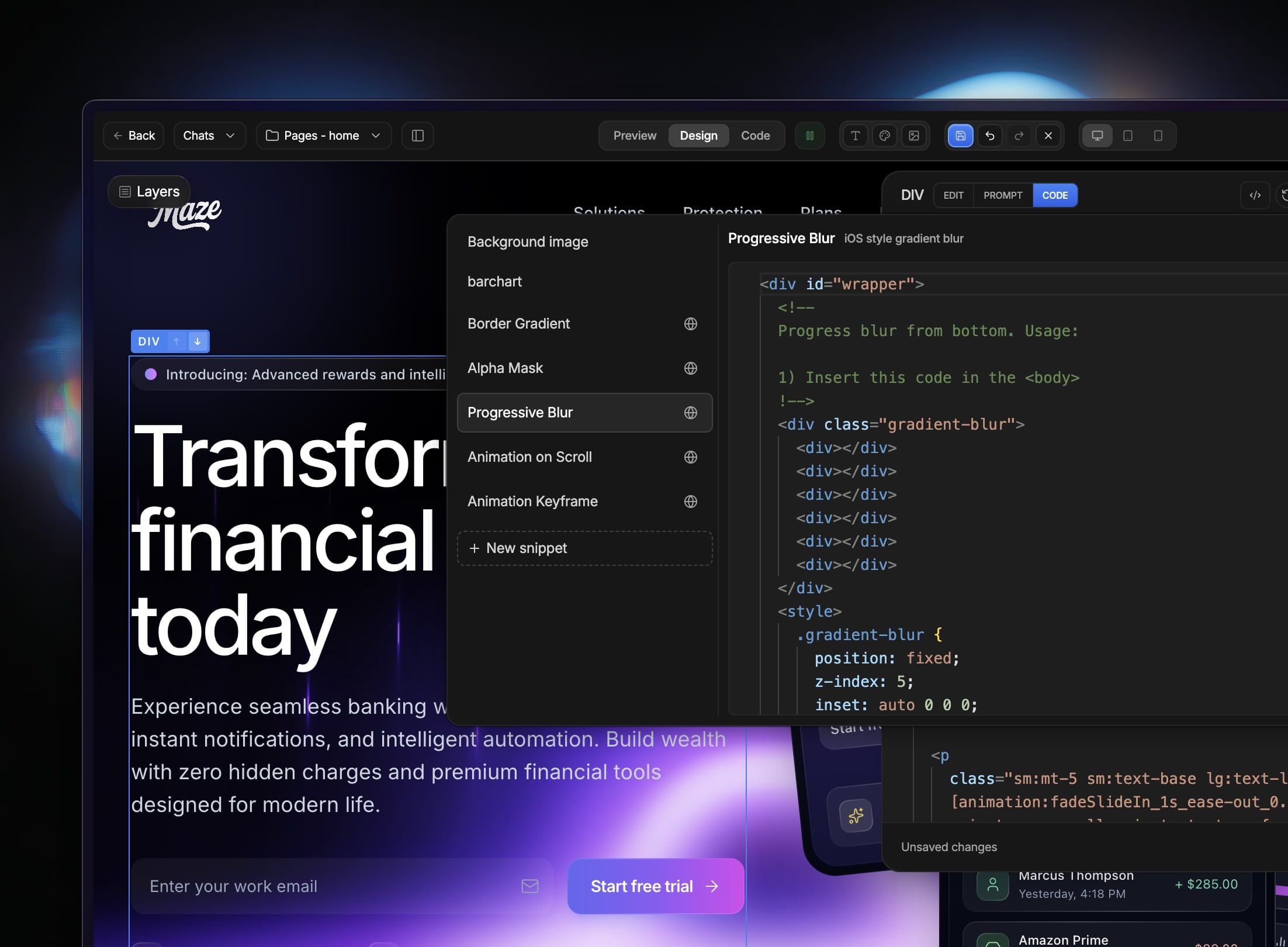 Design on the Go: Code Snippets, Mobile Editing & Cleaner Shares feature 3