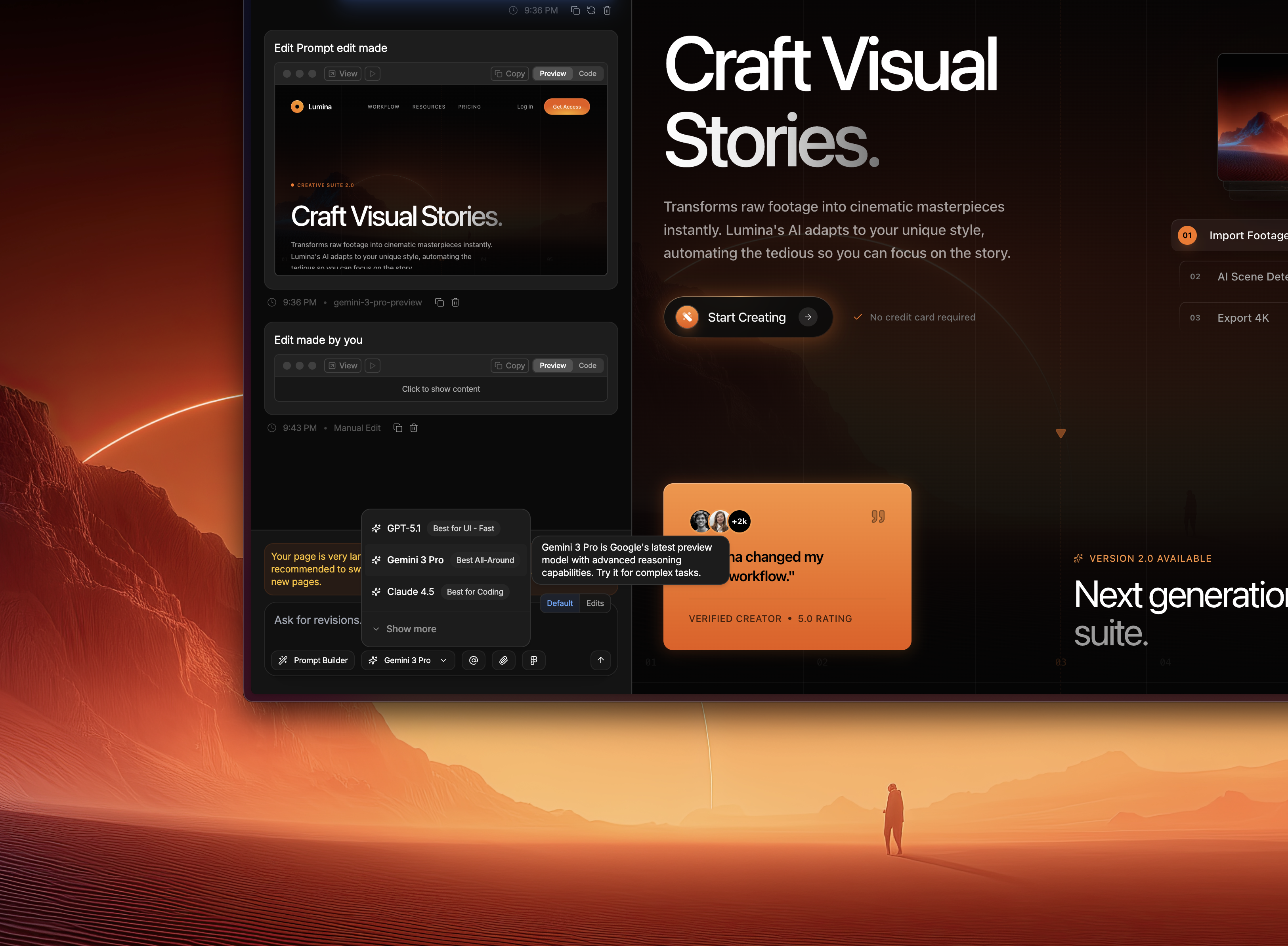 Gemini 3, Smarter Image-to-HTML, New Icons & Persistent Gradients main feature